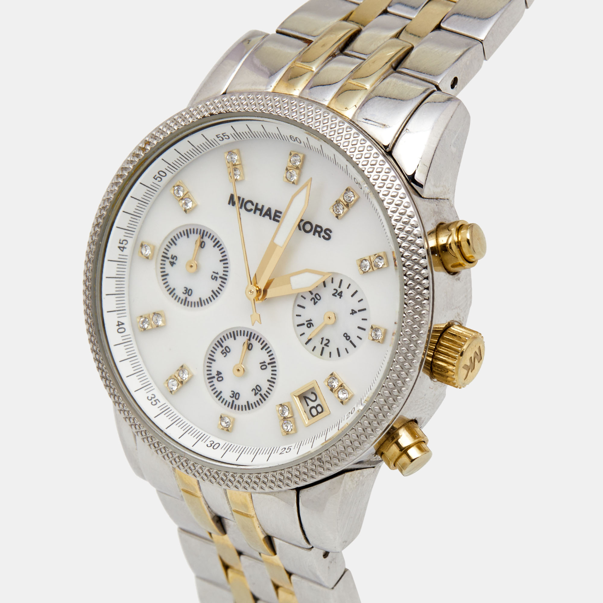 

Michael Kors White Mother Of Pearl Two-Tone Stainless Steel Ritz MK5057 Women's Wristwatch