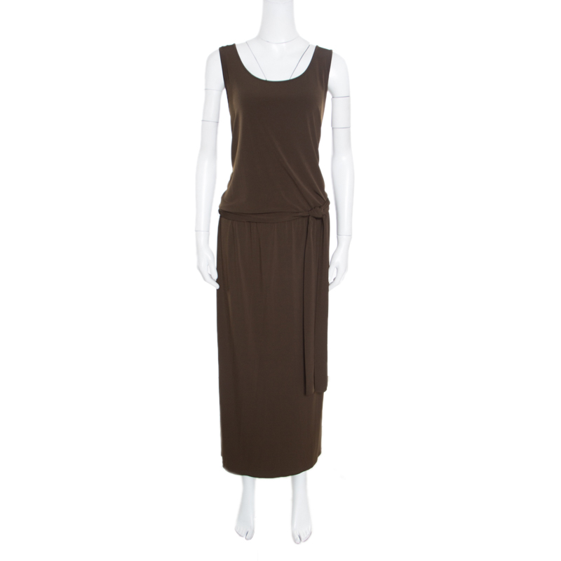 Michael Michael Kors Bark Brown Sleeveless Tank Maxi Dress XL