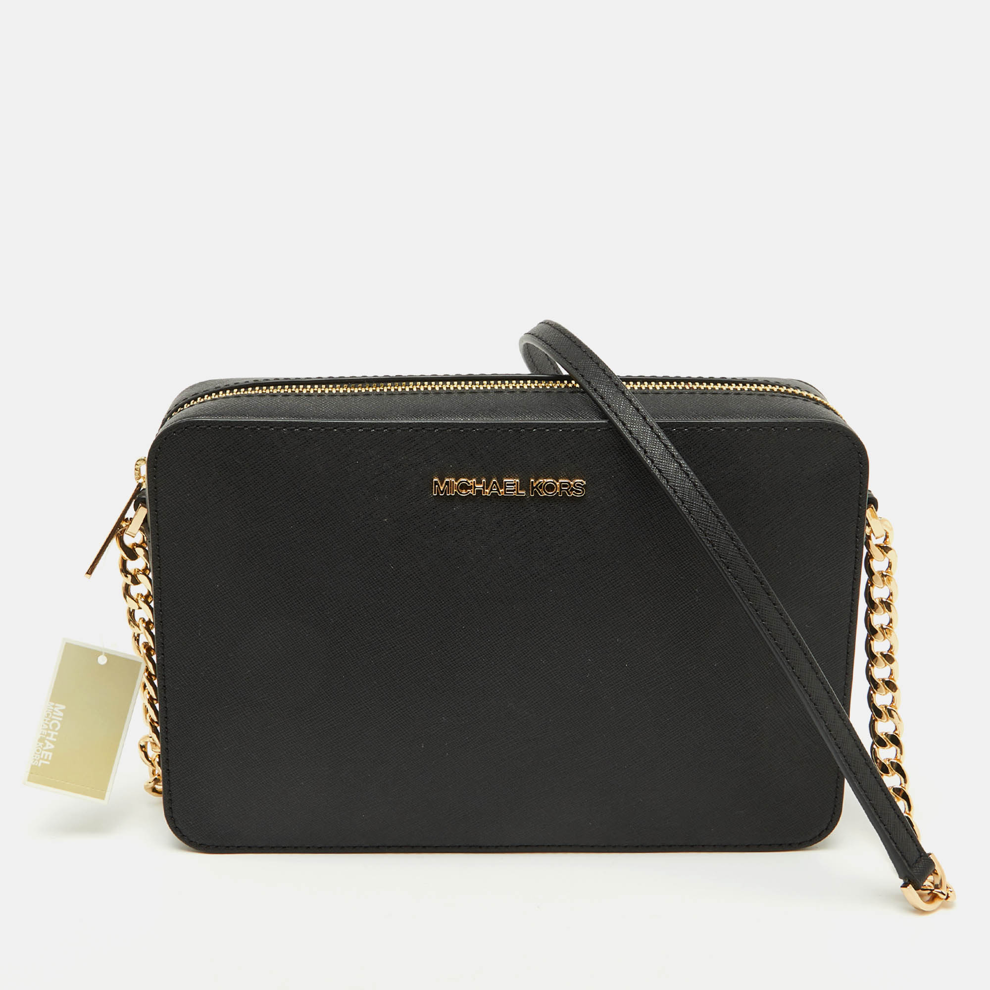 

MICHAEL Michael Kors Black Leather Jet Set Camera Crossbody Bag