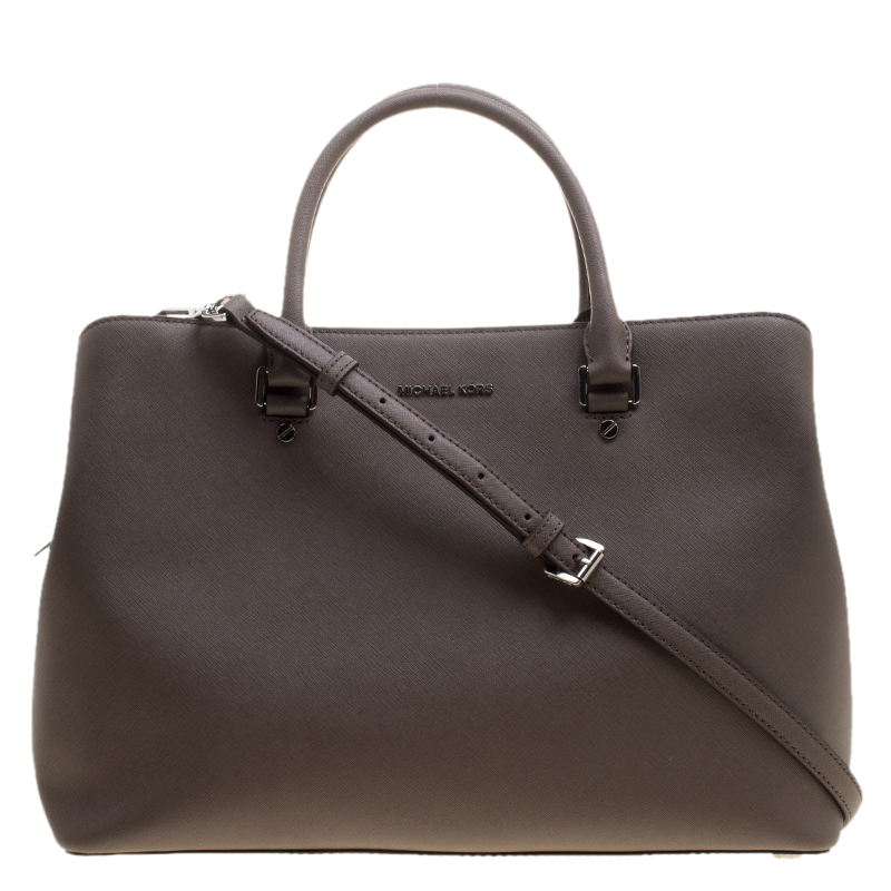 Pre Owned حقيبة يد مايكل مايكل كورس سافانا جلد رمادية