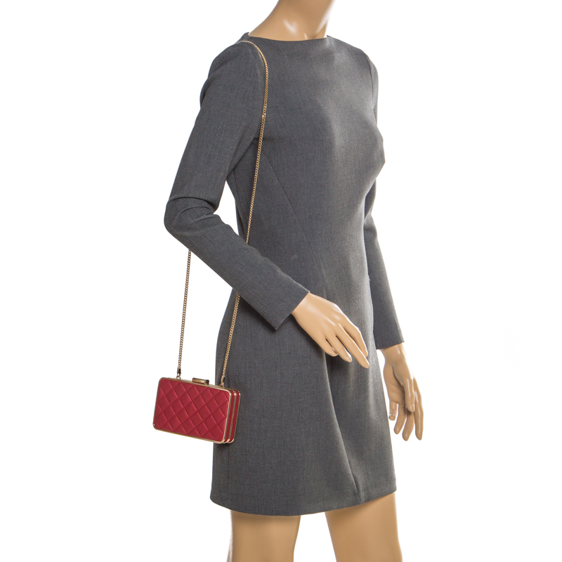 

Michael Kors Red Quilted Leather Elsie Box Chain Clutch