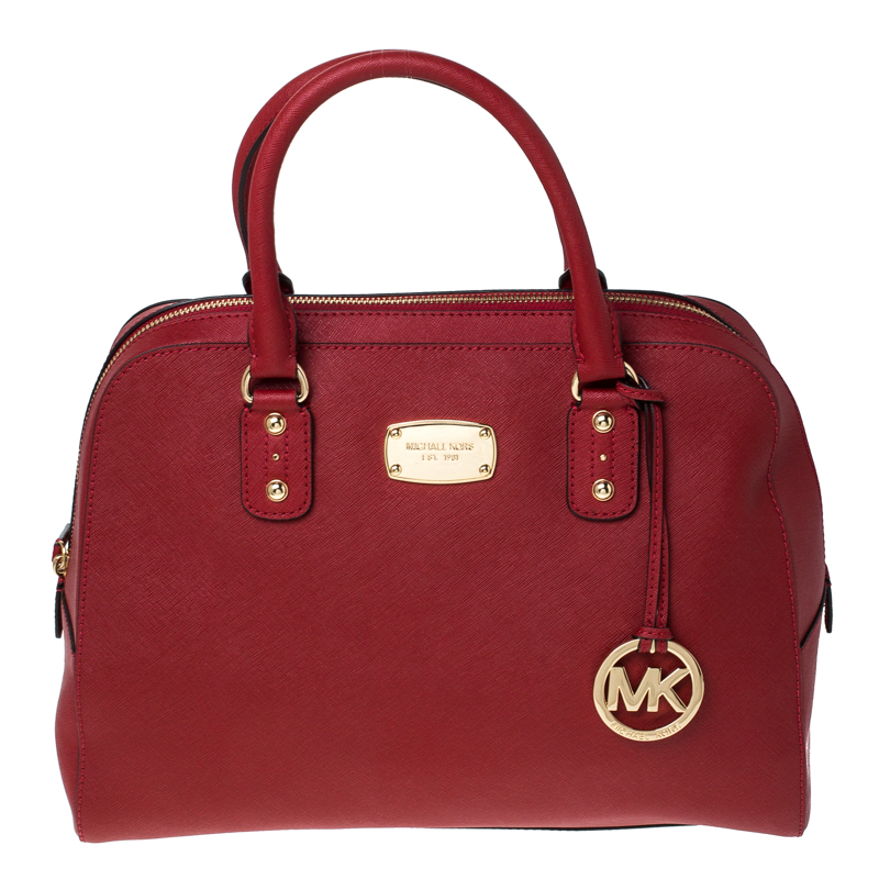 Michael Michael Kors Red Saffiano Leather Scarlet Satchel