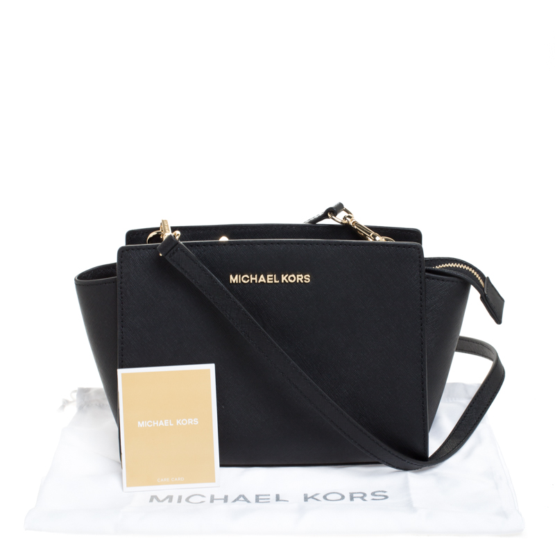 Michael Kors Black Leather Small Selma Crossbody Bag, Luxury, Bags