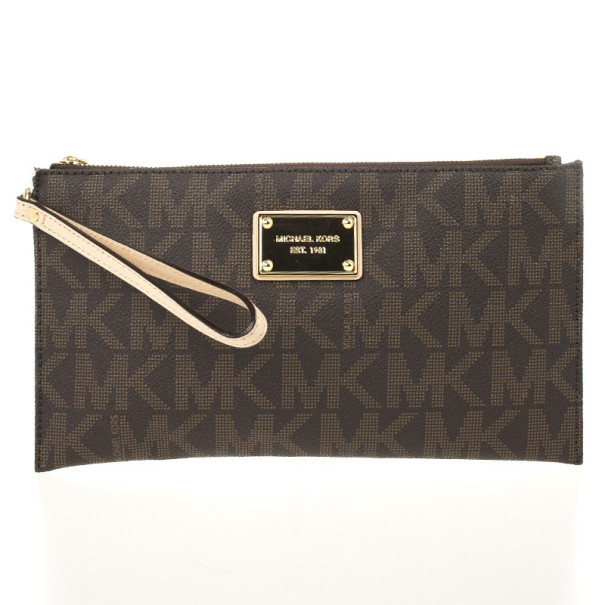 MICHAEL Michael Kors Brown Monogram Clutch Bag