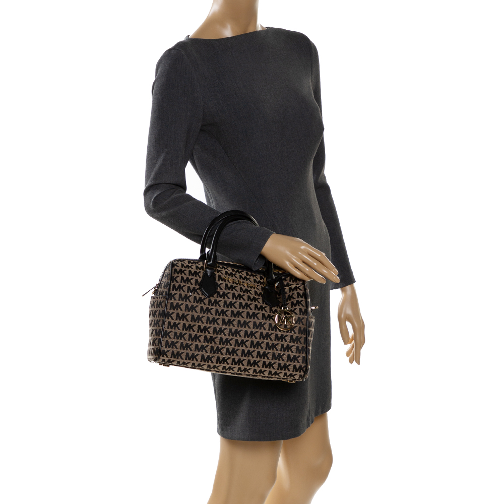 

MICHAEL Michael Kors Black Canvas and Leather Bedfod Boston Bag