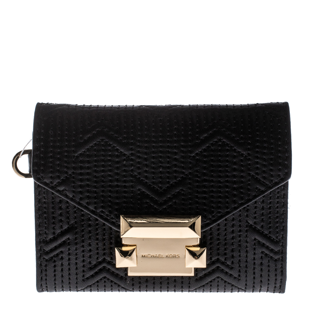 Pre Owned MICHAEL Michael Kors Black Leather Whitney Chain Wallet