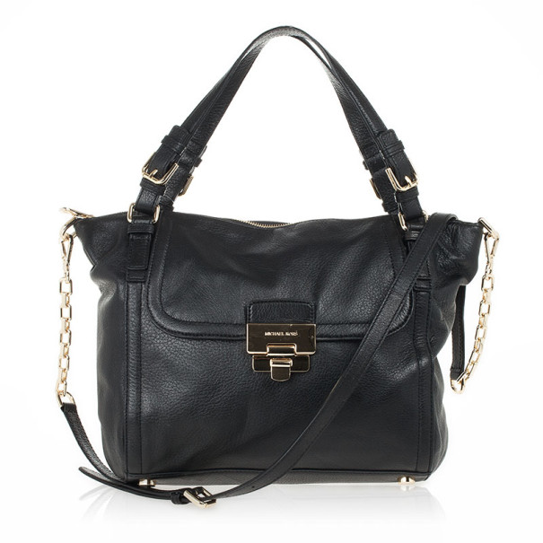مملوكة مسبقًا MICHAEL Michael Kors Black Leather Deneuve Satchel