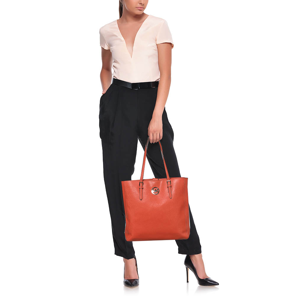 

Michael Michael Kors Orange Leather Large Jet Set Travel Tote