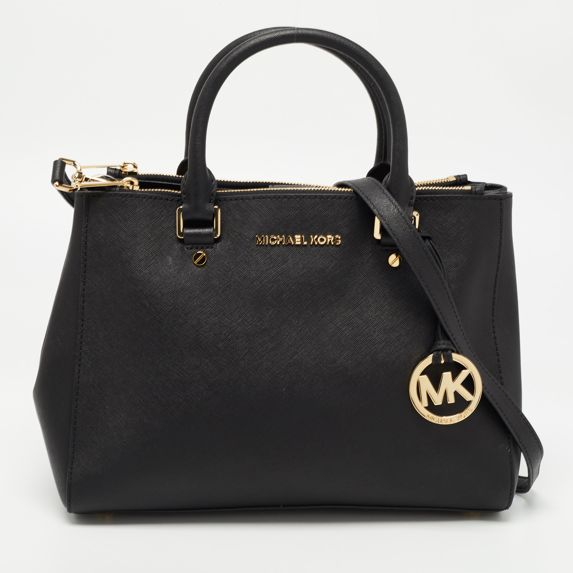 Pre Owned MICHAEL Michael Kors Black Leather Sutton Tote