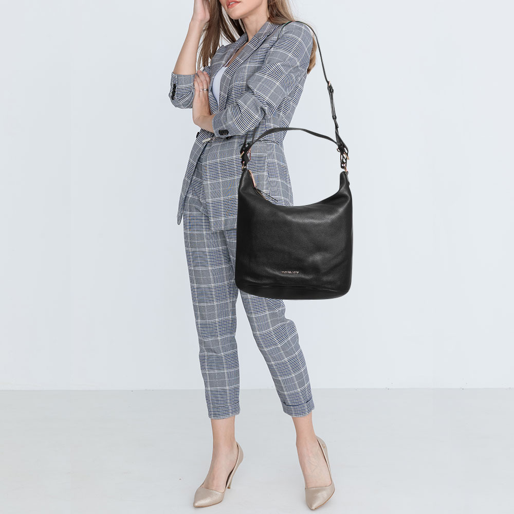 

MICHAEL Michael Kors Black Leather Large Lupita Hobo