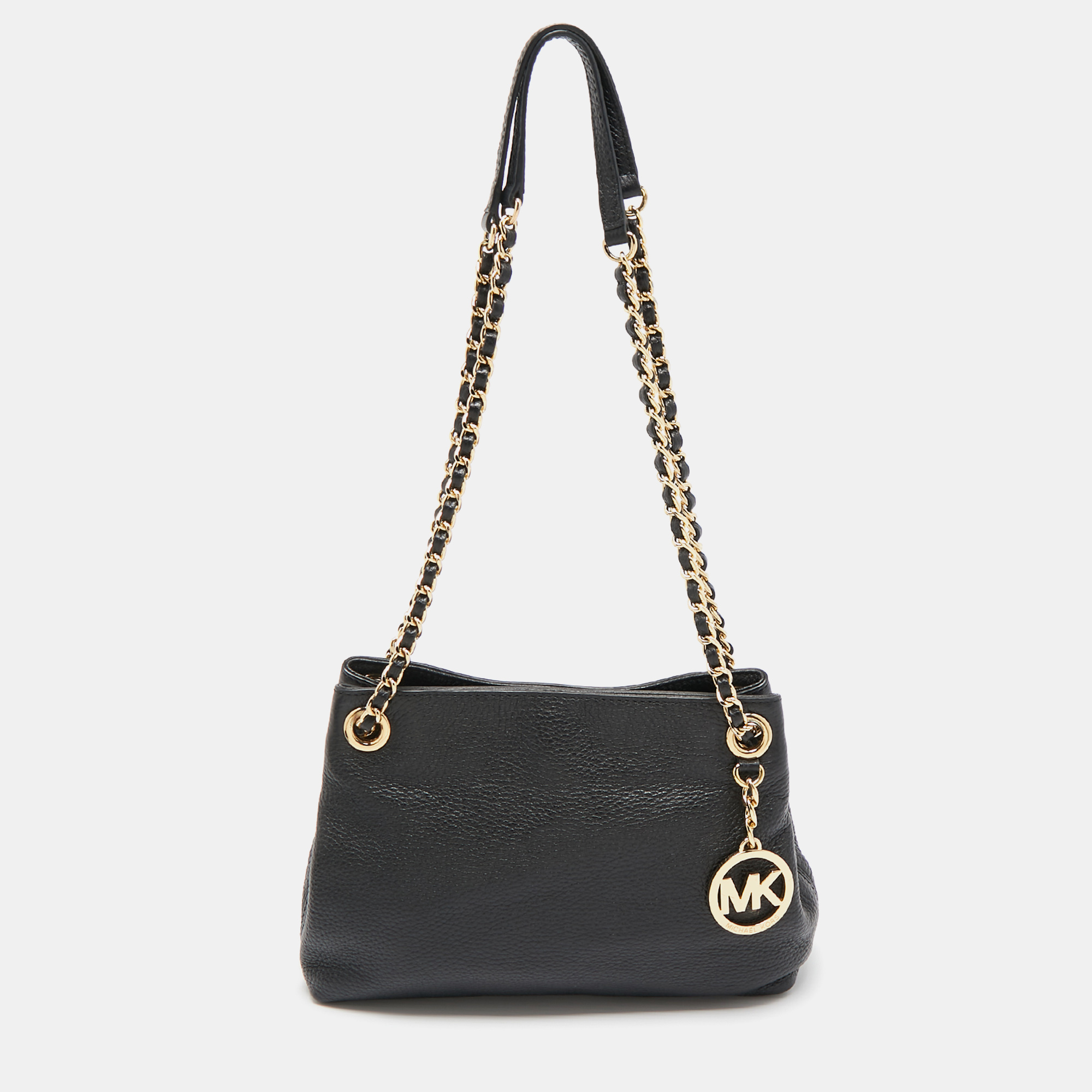 

MICHAEL Michael Kors Black Pebbled Leather Chain Shoulder Bag