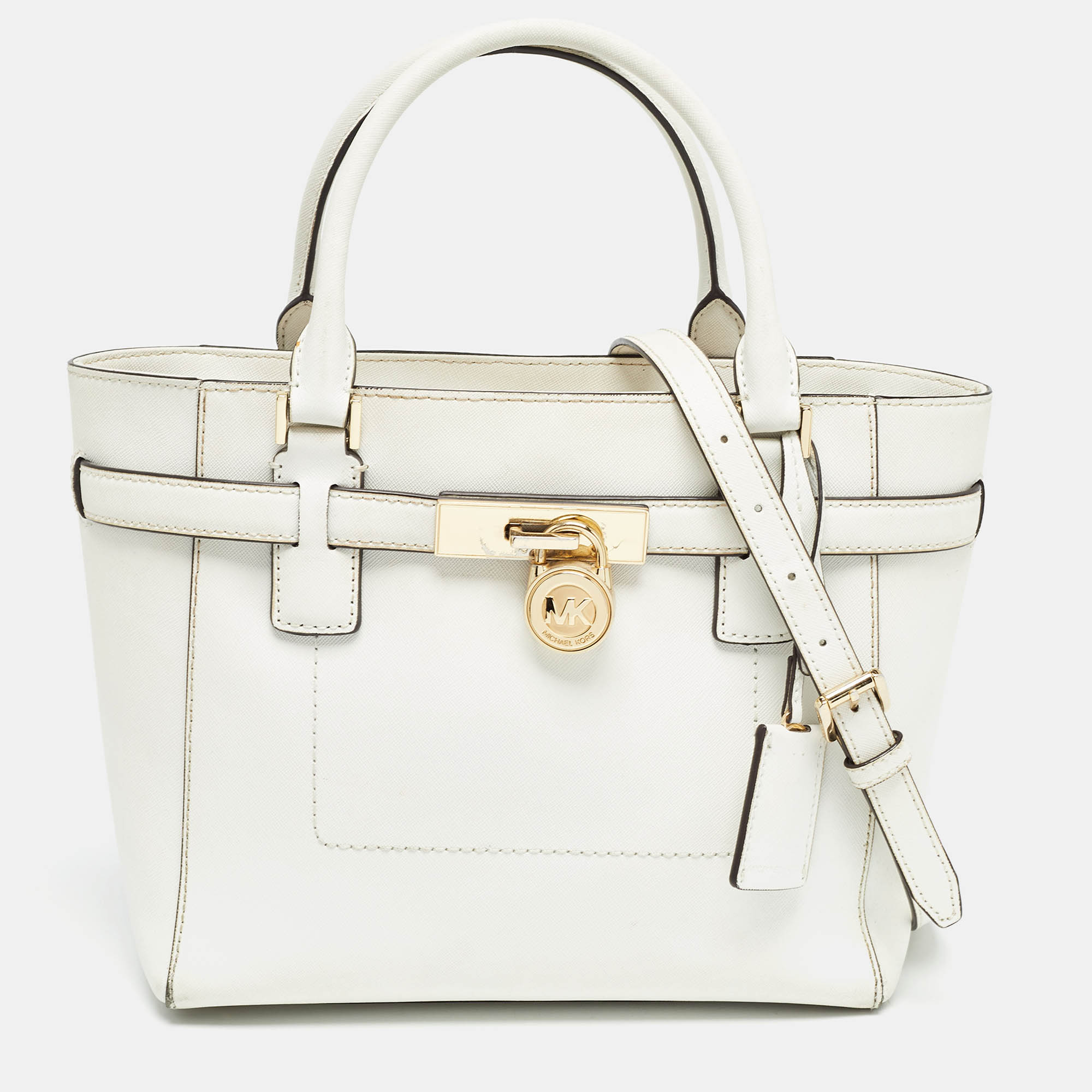 

MICHAEL Michael Kors White Leather Hamilton Traveler Tote