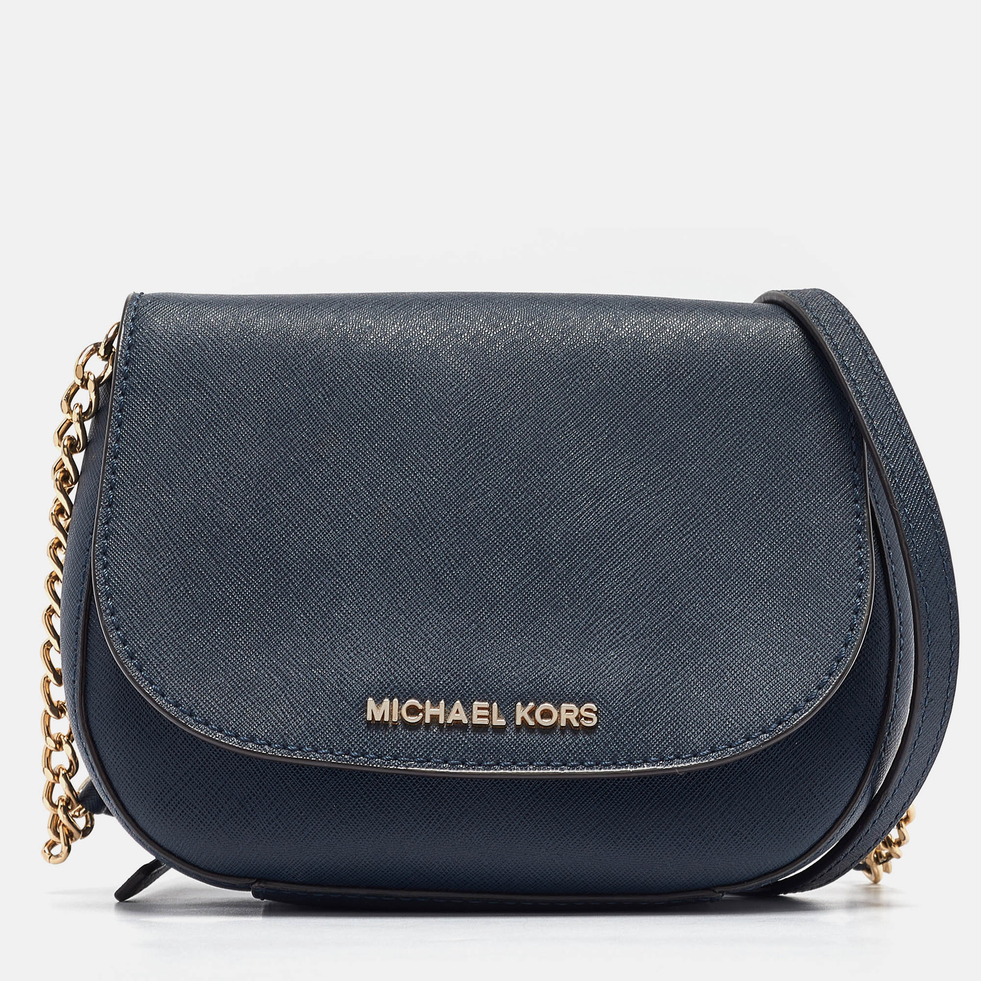 

MICHAEL Michael Kors Navy Blue Leather Flap Crossbody Bag