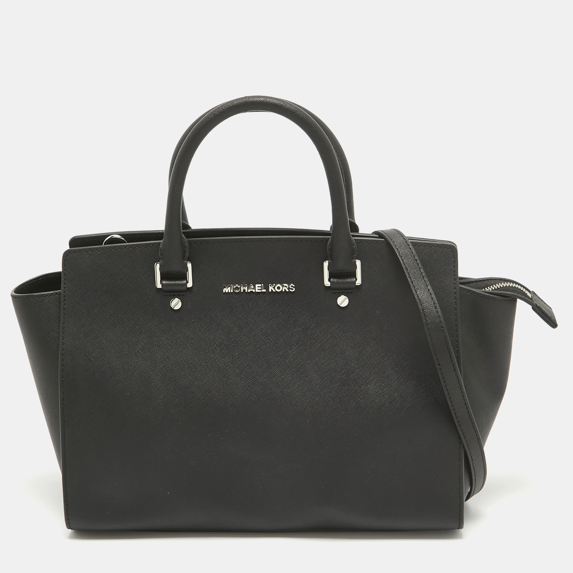 

MICHAEL Michael Kors Black Leather  Selma Satchel