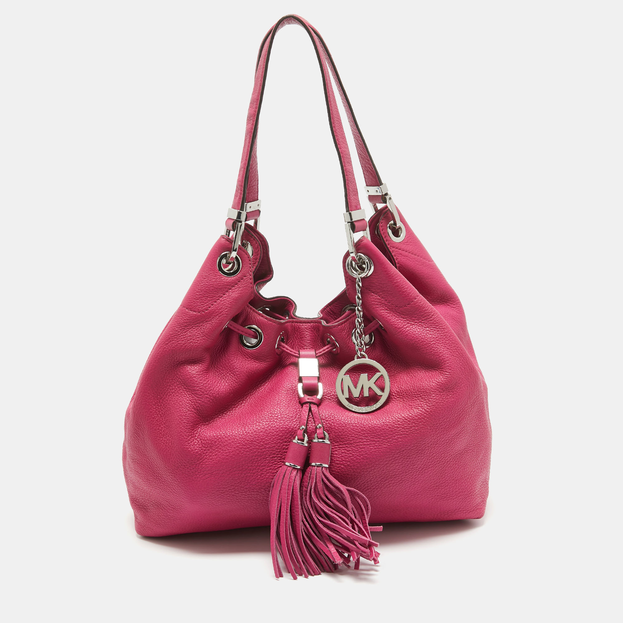 

MICHAEL Michael Kors Dark Pink Leather Drawstring Hobo