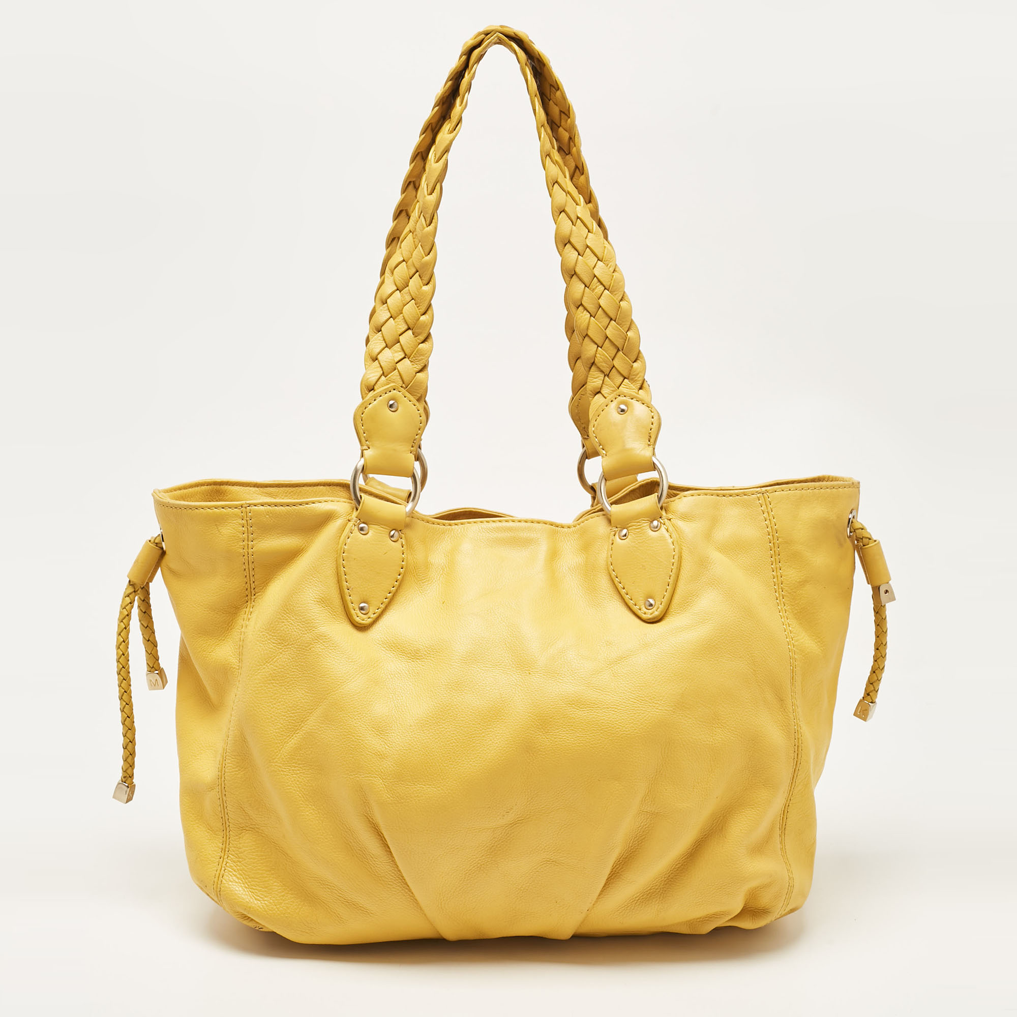 Pre-owned Michael Michael Kors Yellow Leather Braided Drawstring Shoulder Bag