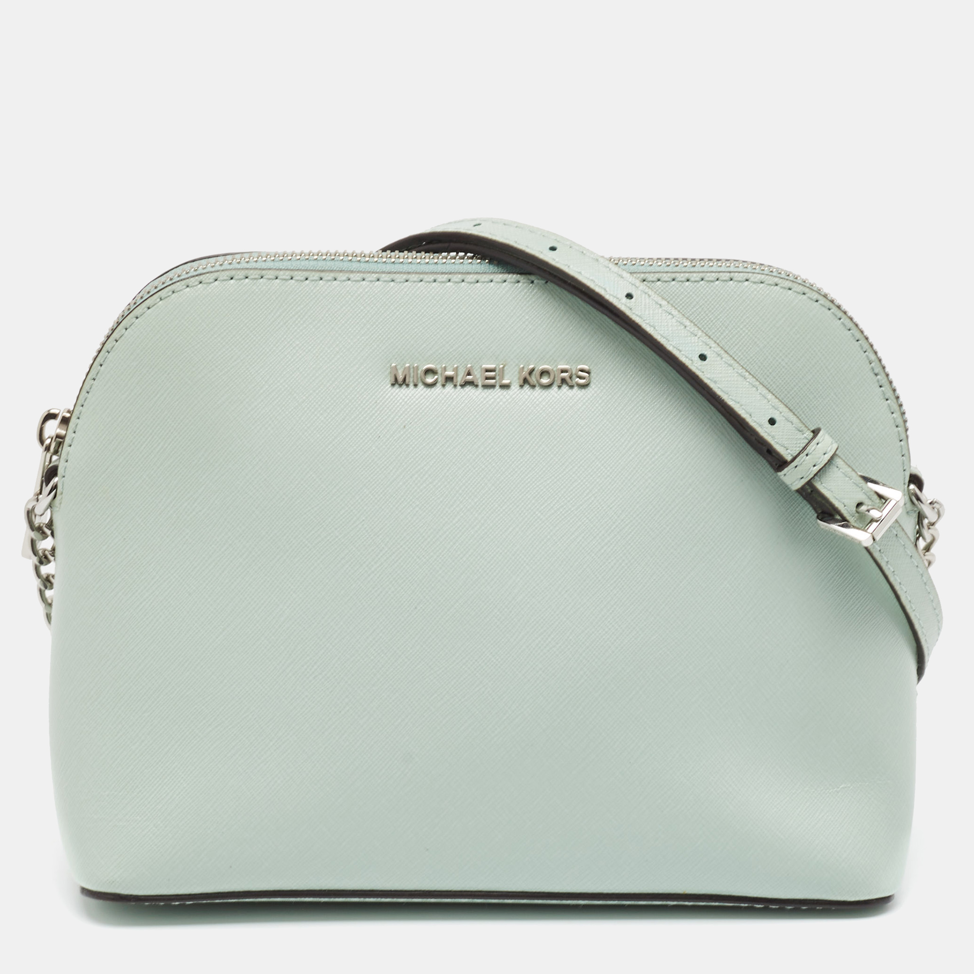 

MICHAEL Michael Kors Mint Green Patent Leather Medium Cindy Dome Crossbody Bag