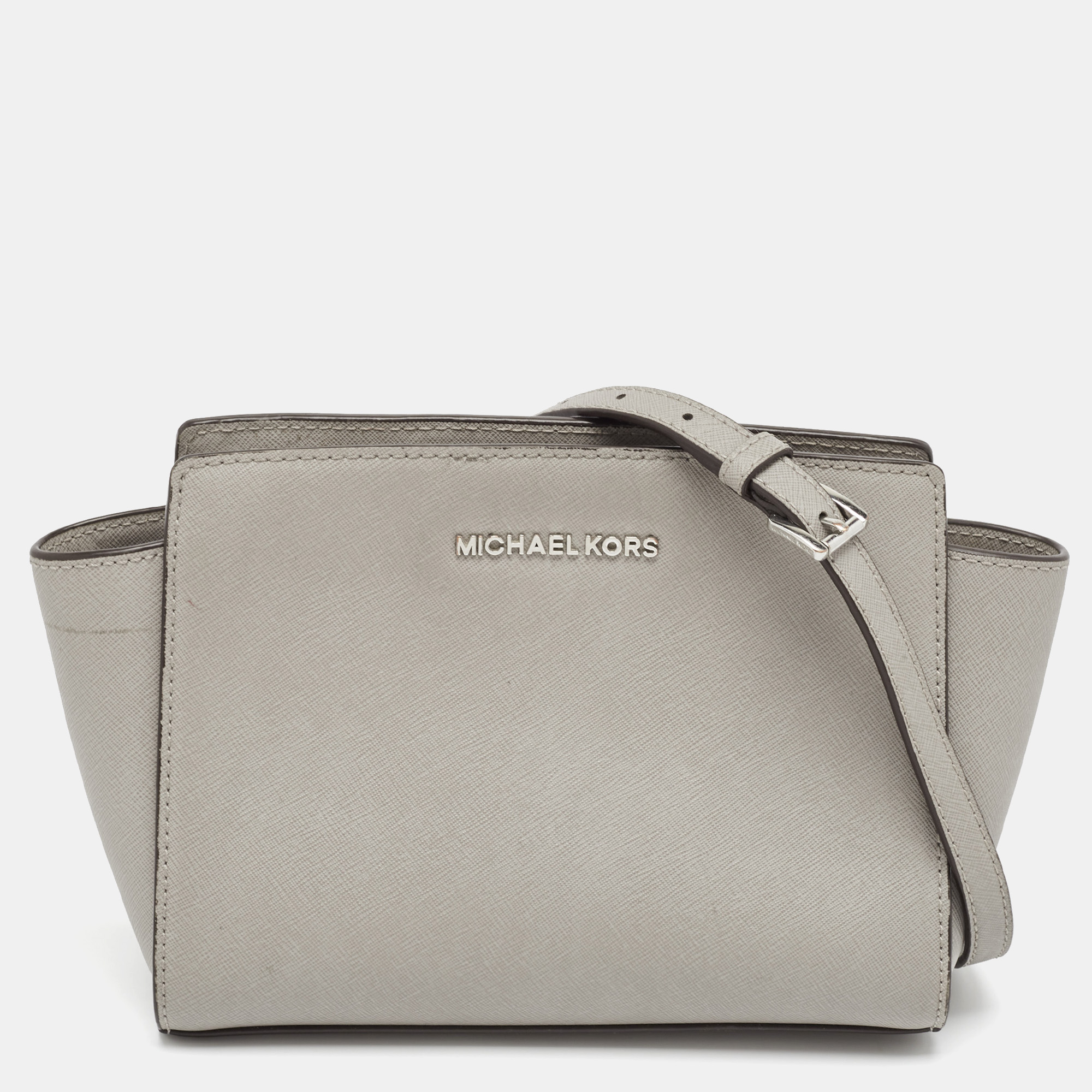 

MICHAEL Michael Kors Grey Leather Small Selma Crossbody Bag