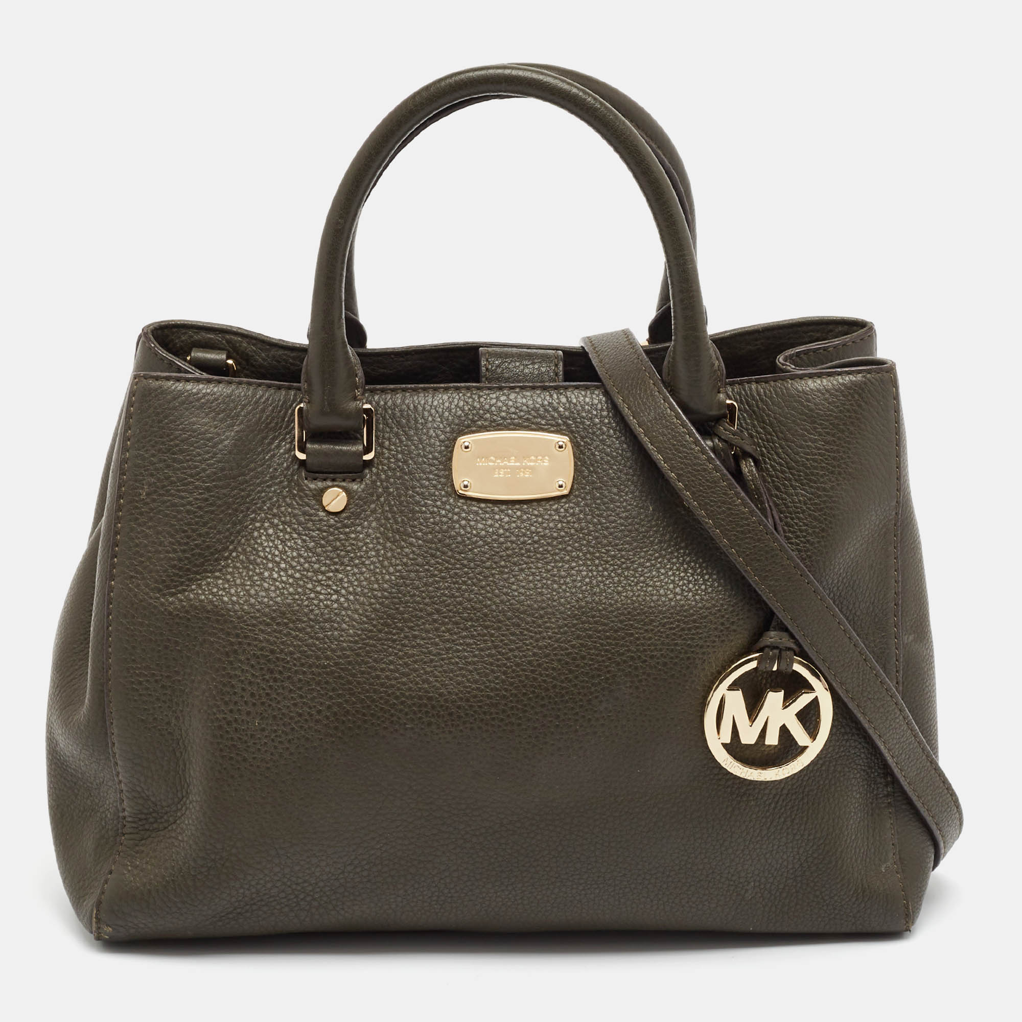 

MICHAEL Michael Kors Green Leather Logo Tote