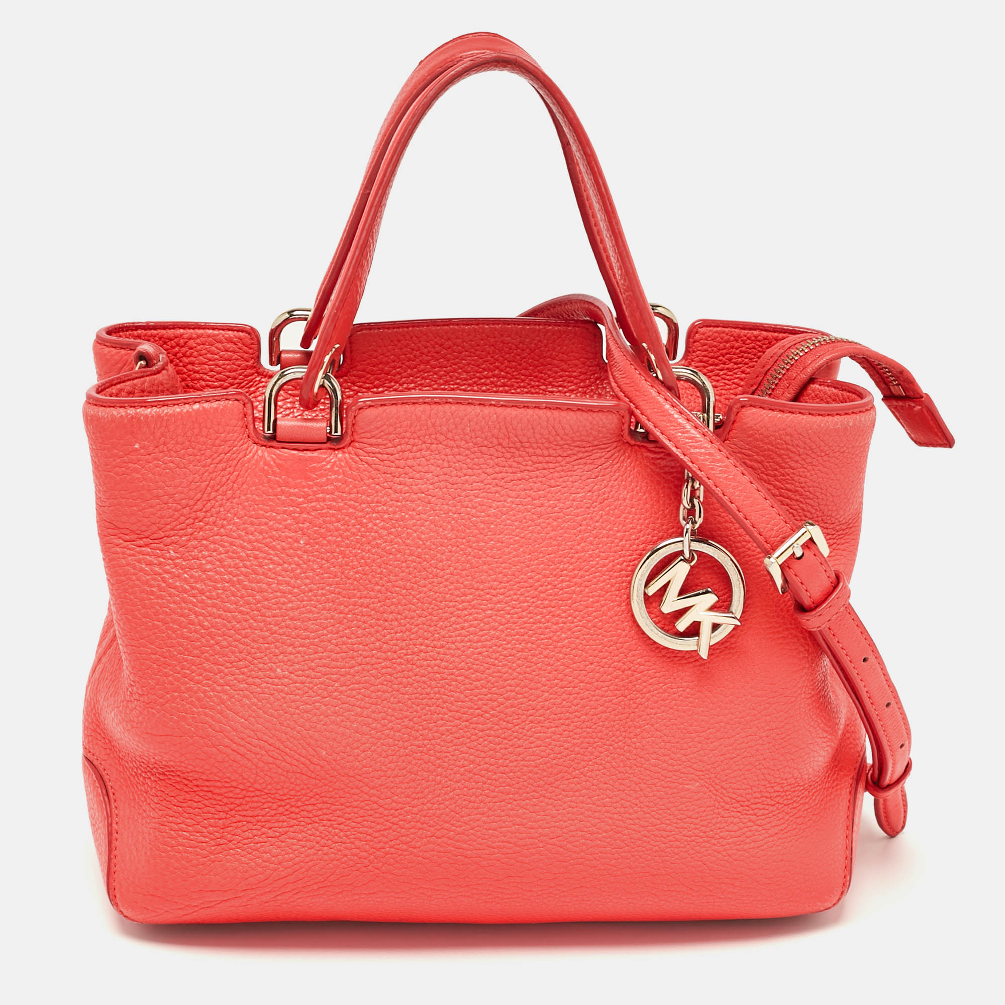 

MICHAEL Michael Kors Red Soft Leather Anabelle Mid Zip Tote