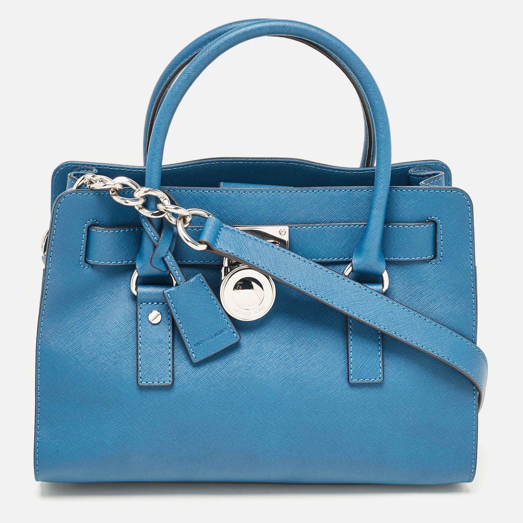 

MICHAEL Michael Kors Blue Leather  Hamilton East West Tote