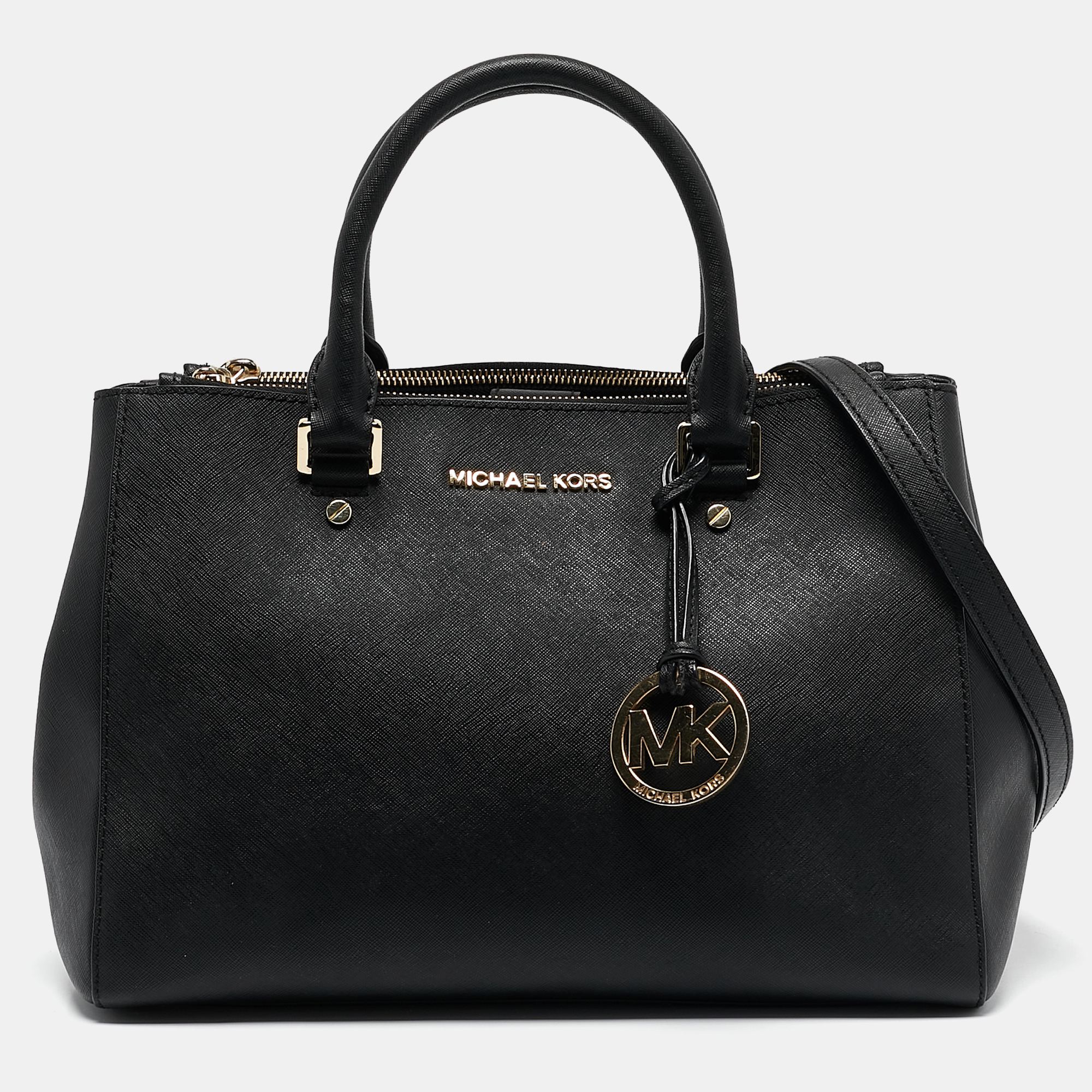 

MICHAEL Michael Kors Black Leather Medium Sutton Tote