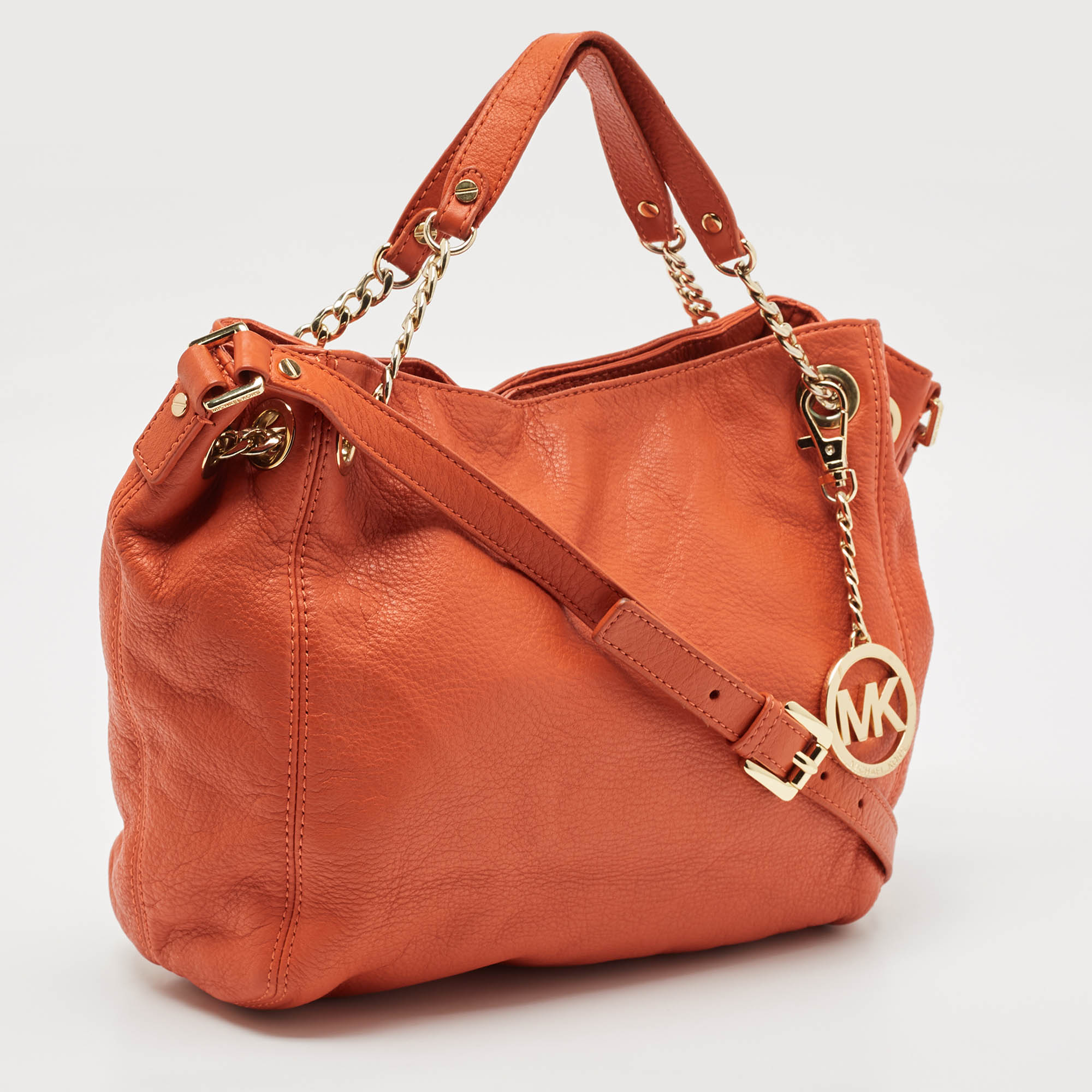 MICHAEL Michael Kors Orange Leather Chain Top Handle Bag 