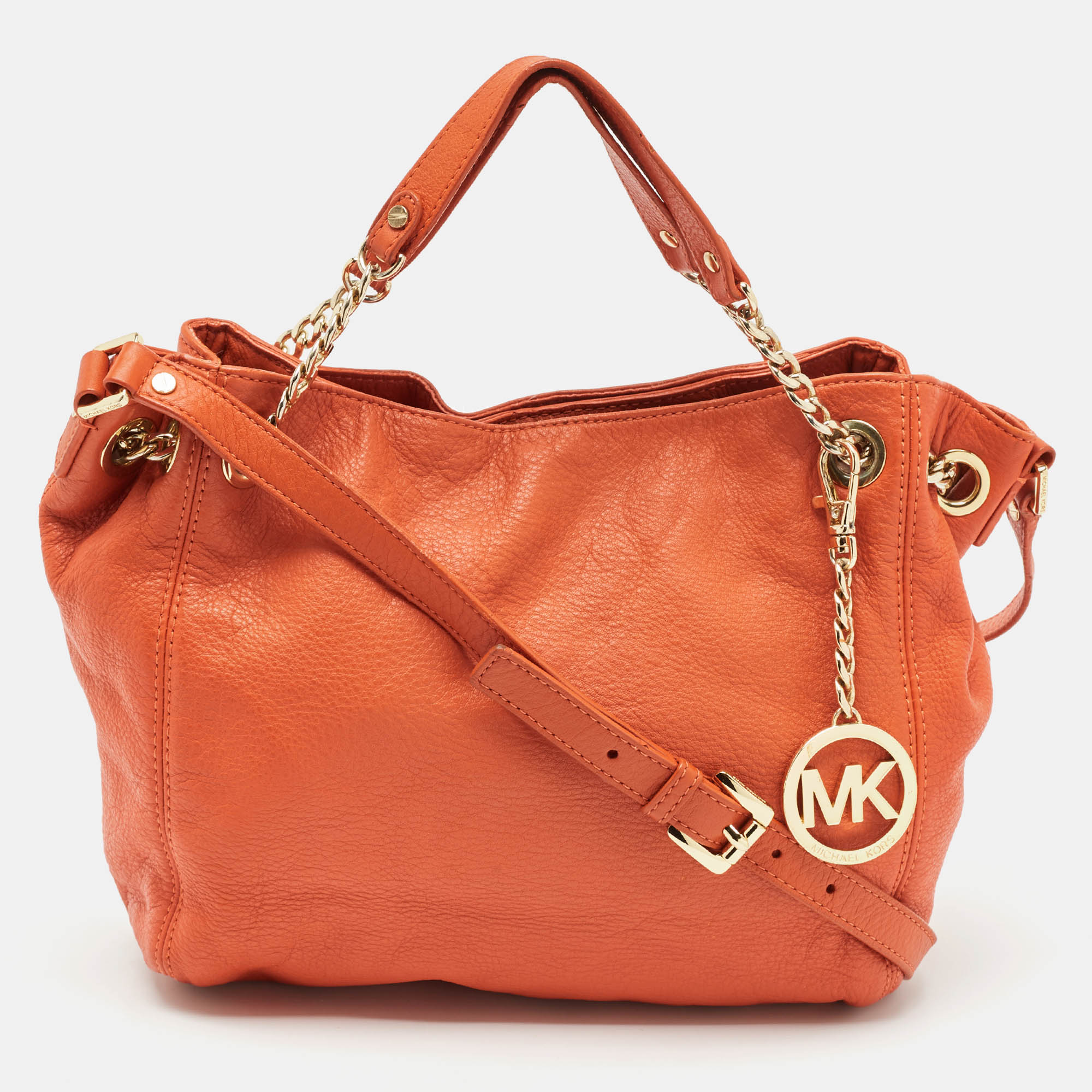 

MICHAEL Michael Kors Orange Leather Chain Top Handle Bag