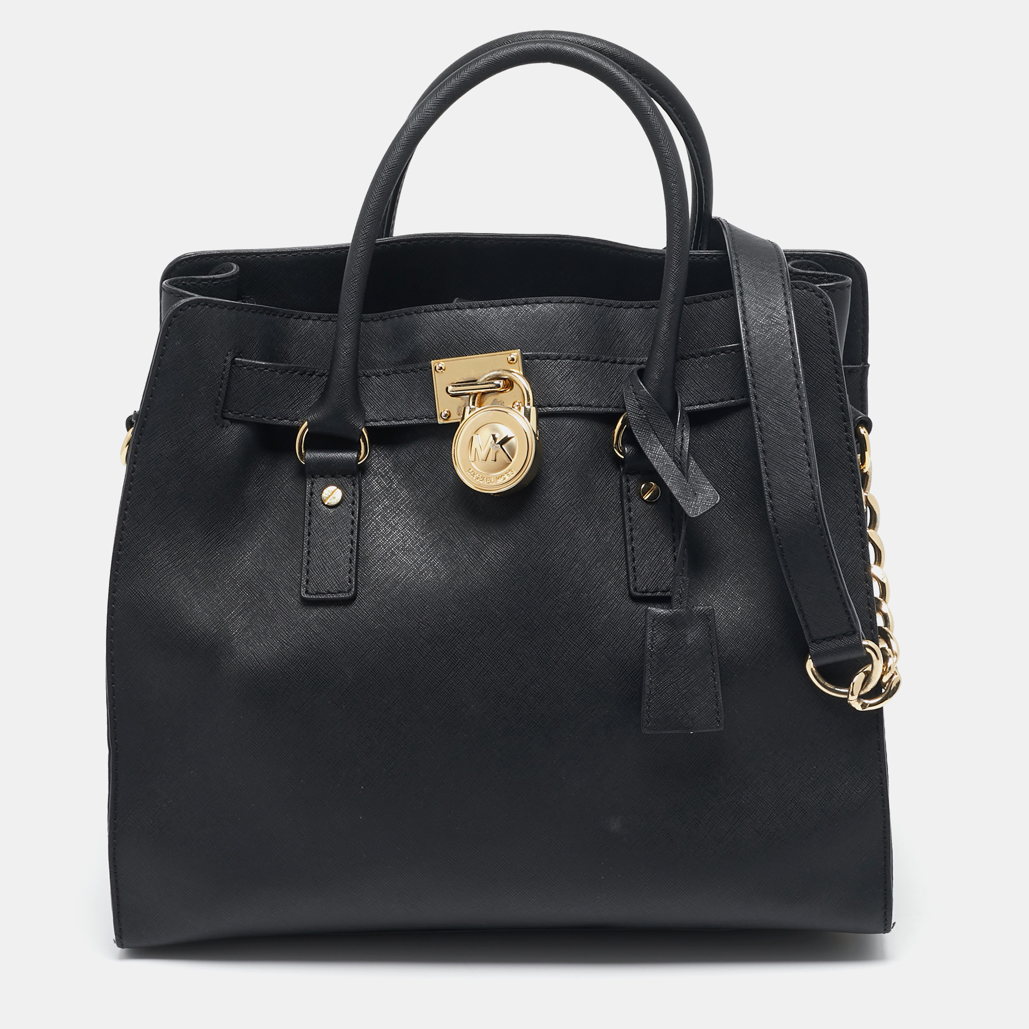 

MICHAEL Michael Kors Black Leather  North South Hamilton Tote