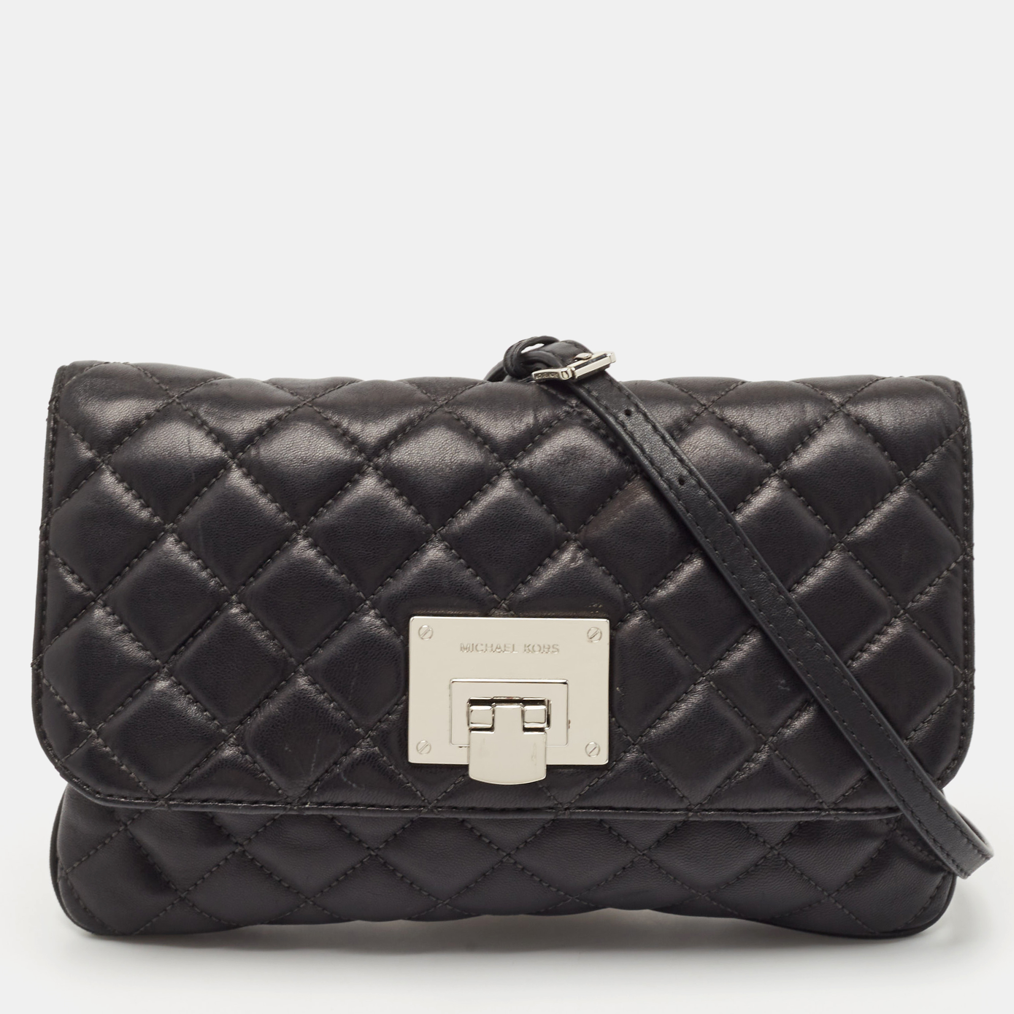 

MICHAEL Michael Kors Black Quilted Leather Crossbody Bag