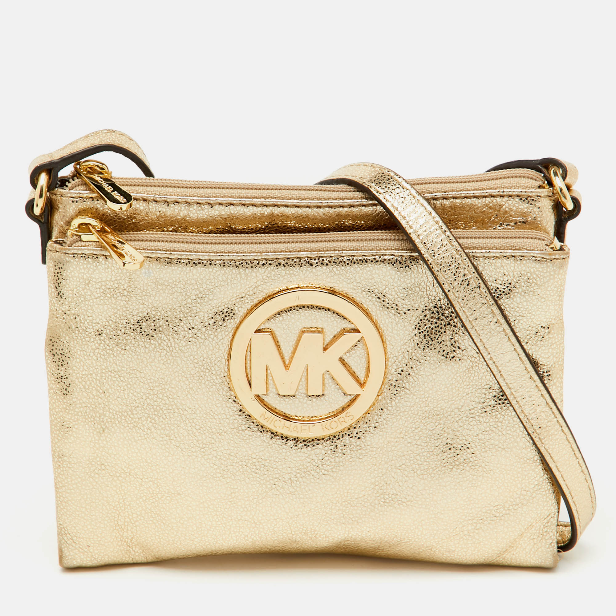 

MICHAEL Michael Kors Metallic Gold Leather Fulton Crossbody Bag