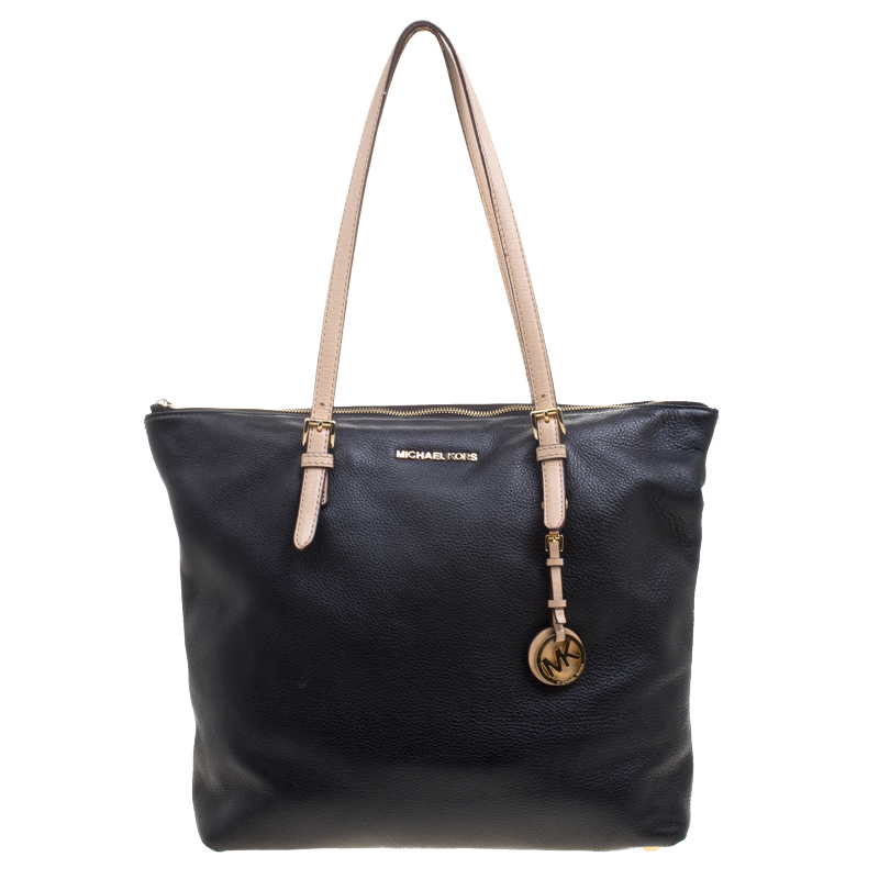 Pre Owned Michael Michael Kors Black Leather Shopper Tote