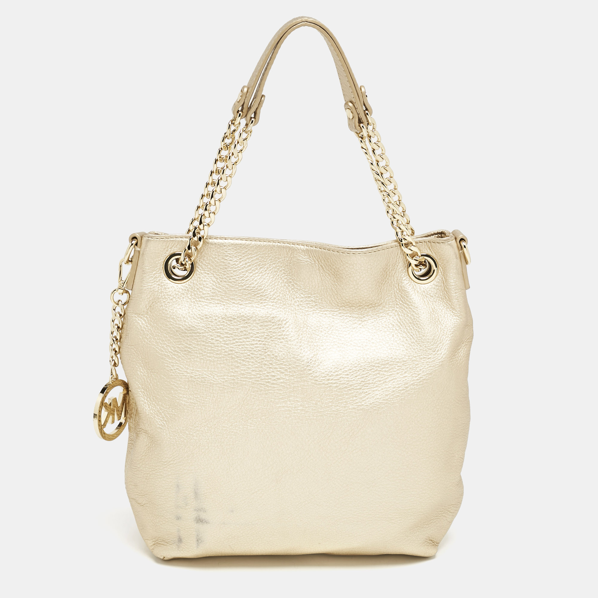 

MICHAEL Michael Kors Gold Leather Jet Set Charm Chain Tote