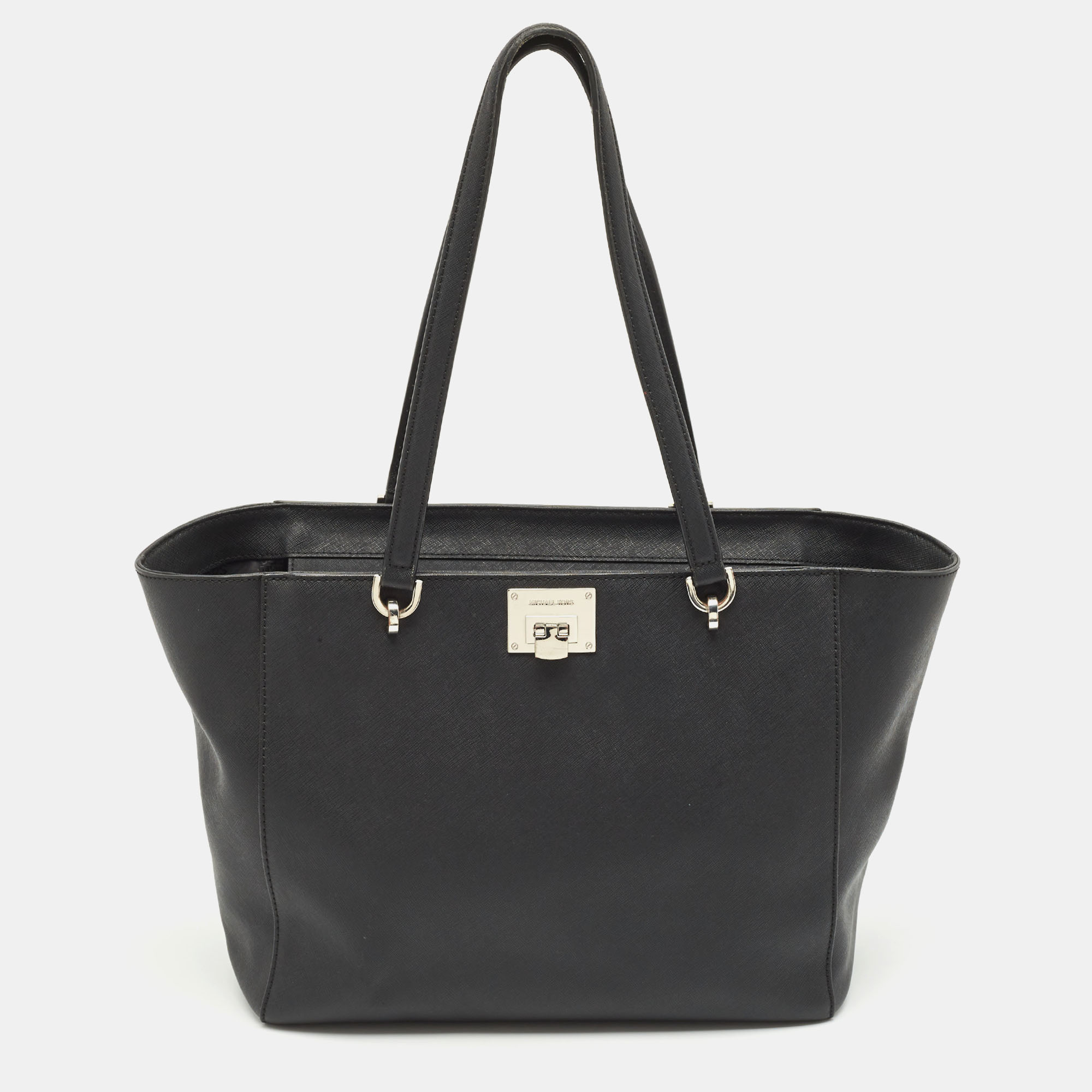 

MICHAEL Michael Kors Black Leather Tina Zip Shopper Tote