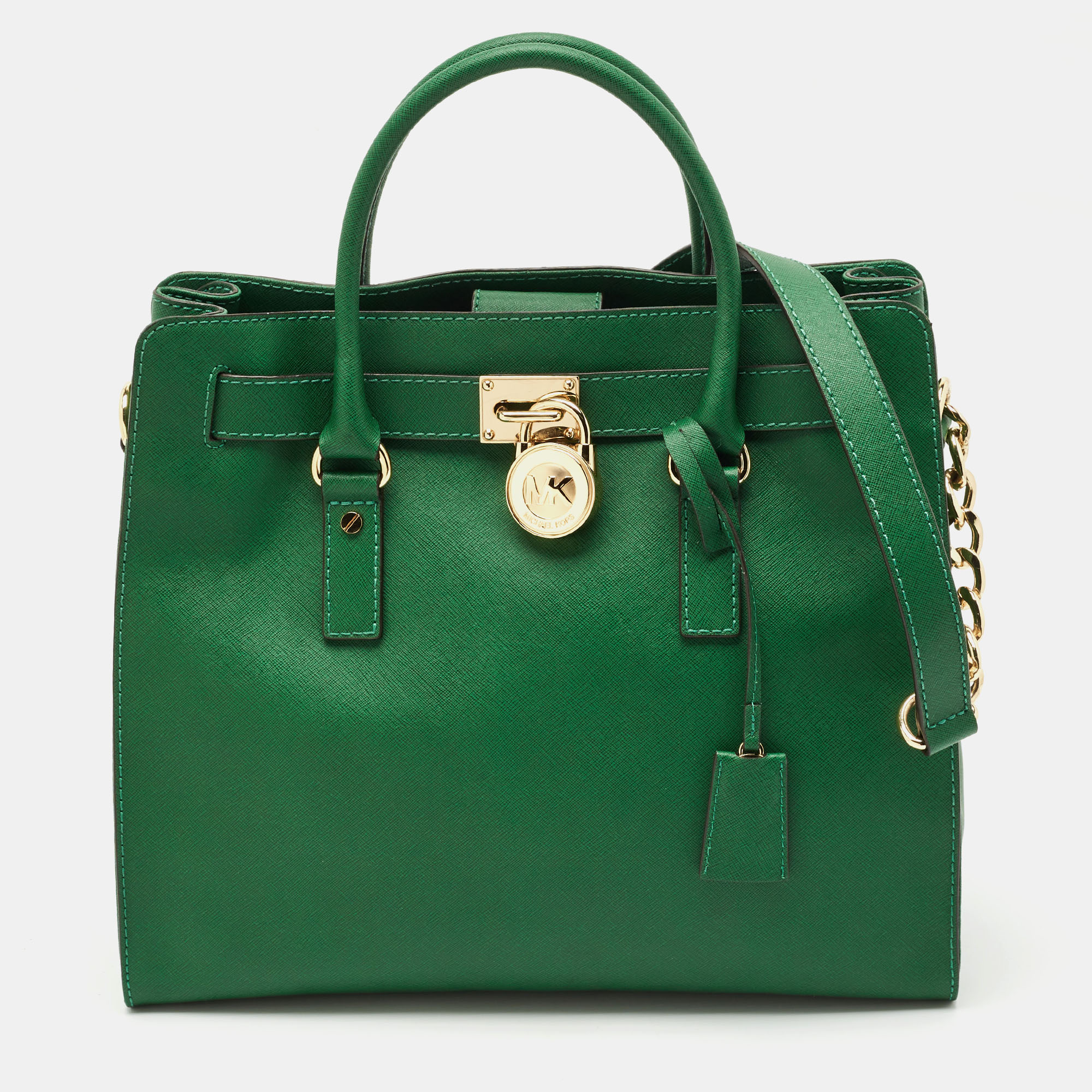 

MICHAEL Michael Kors Green Leather  North South Hamilton Tote