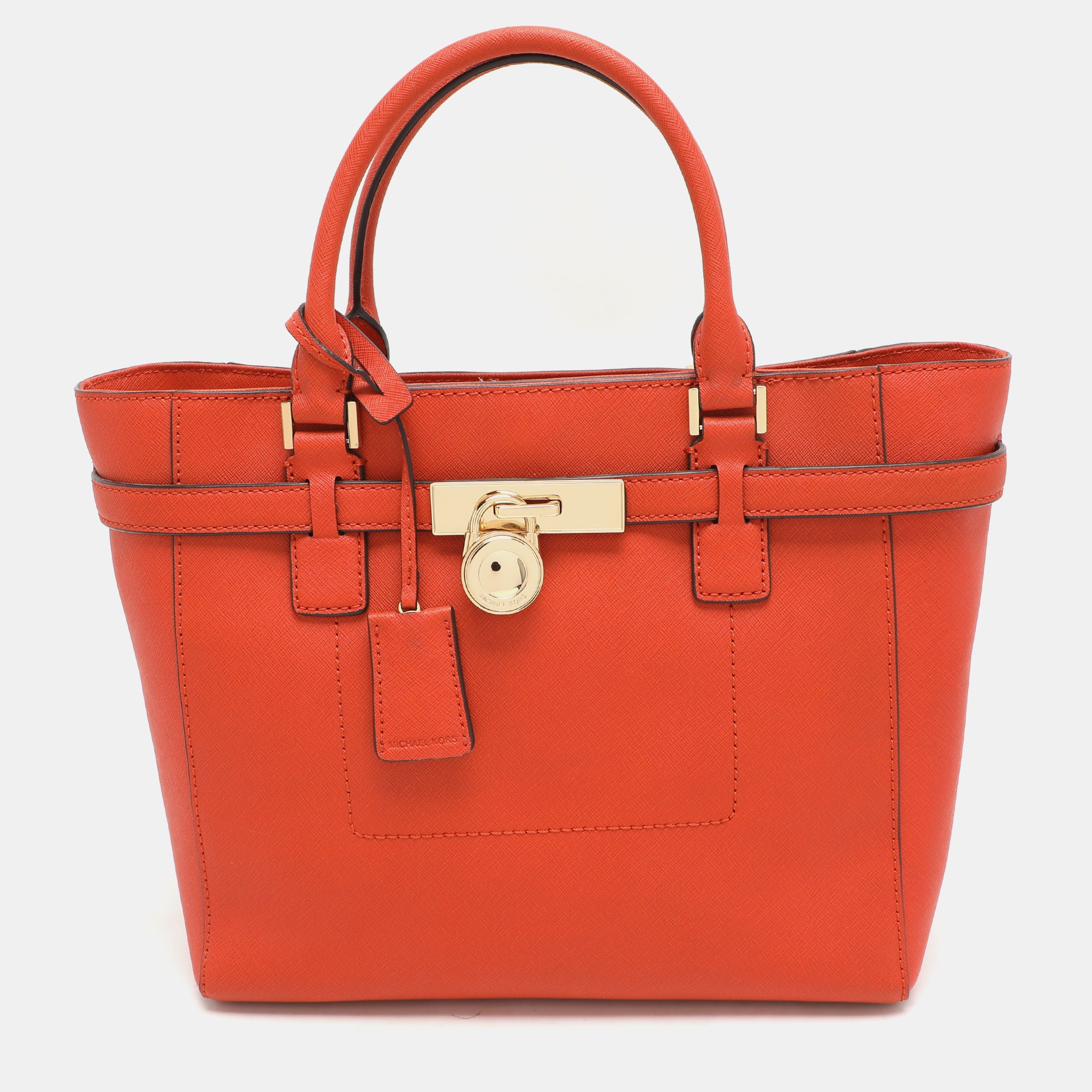 

MICHAEL Michael Kors Orange Leather Medium Hamilton Tote