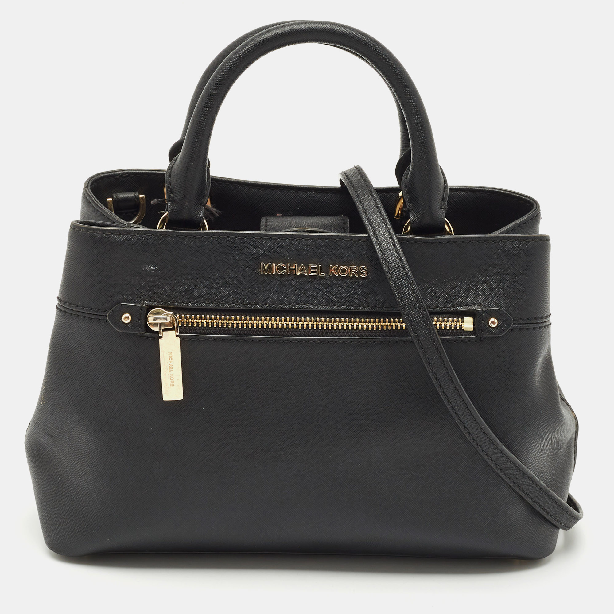 

MICHAEL Michael Kors Black Leather  Hailee Satchel
