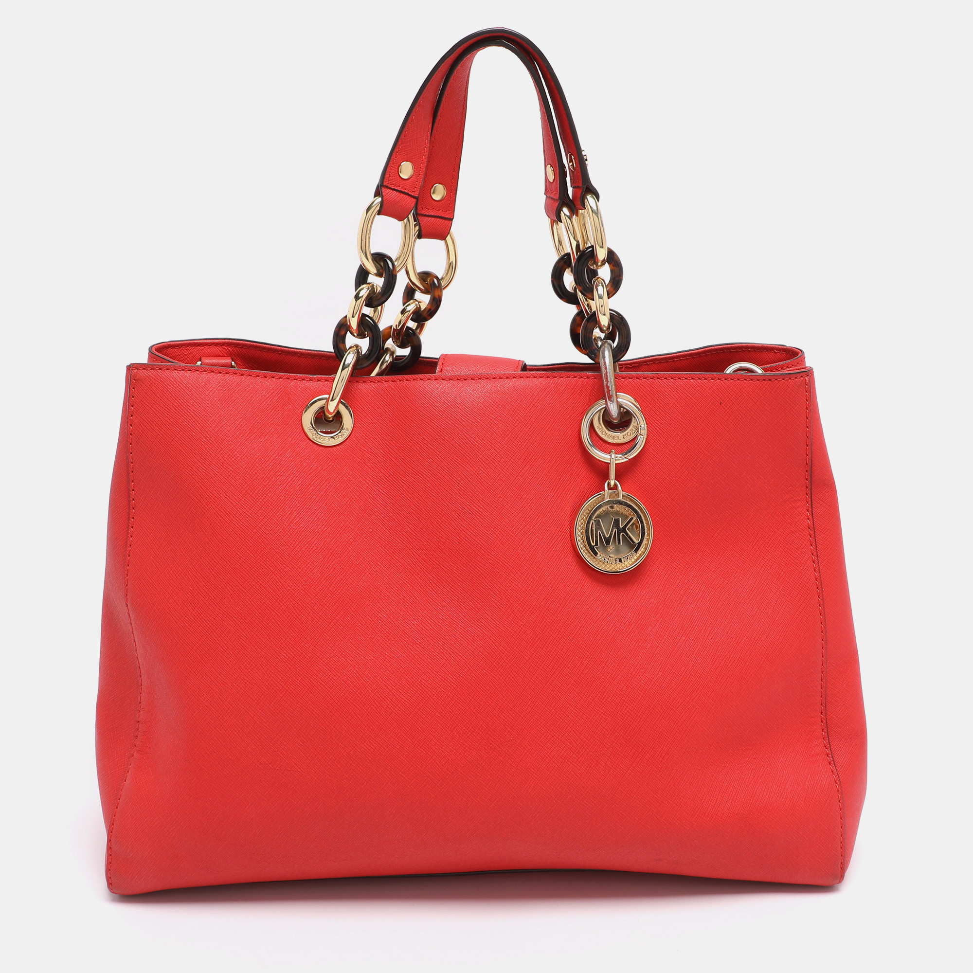 Pre-owned Michael Michael Kors Red Blue Leather Cynthia Tote