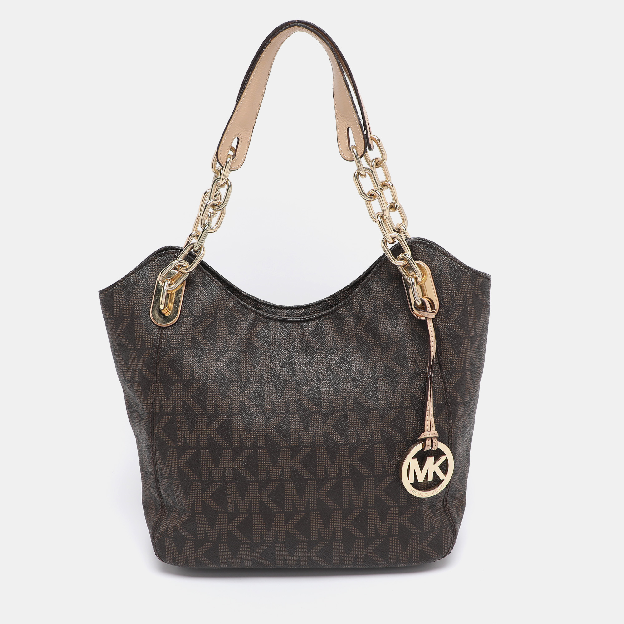 Pre-owned Michael Michael Kors Brown Signature Coated Canvas Lilly Tote