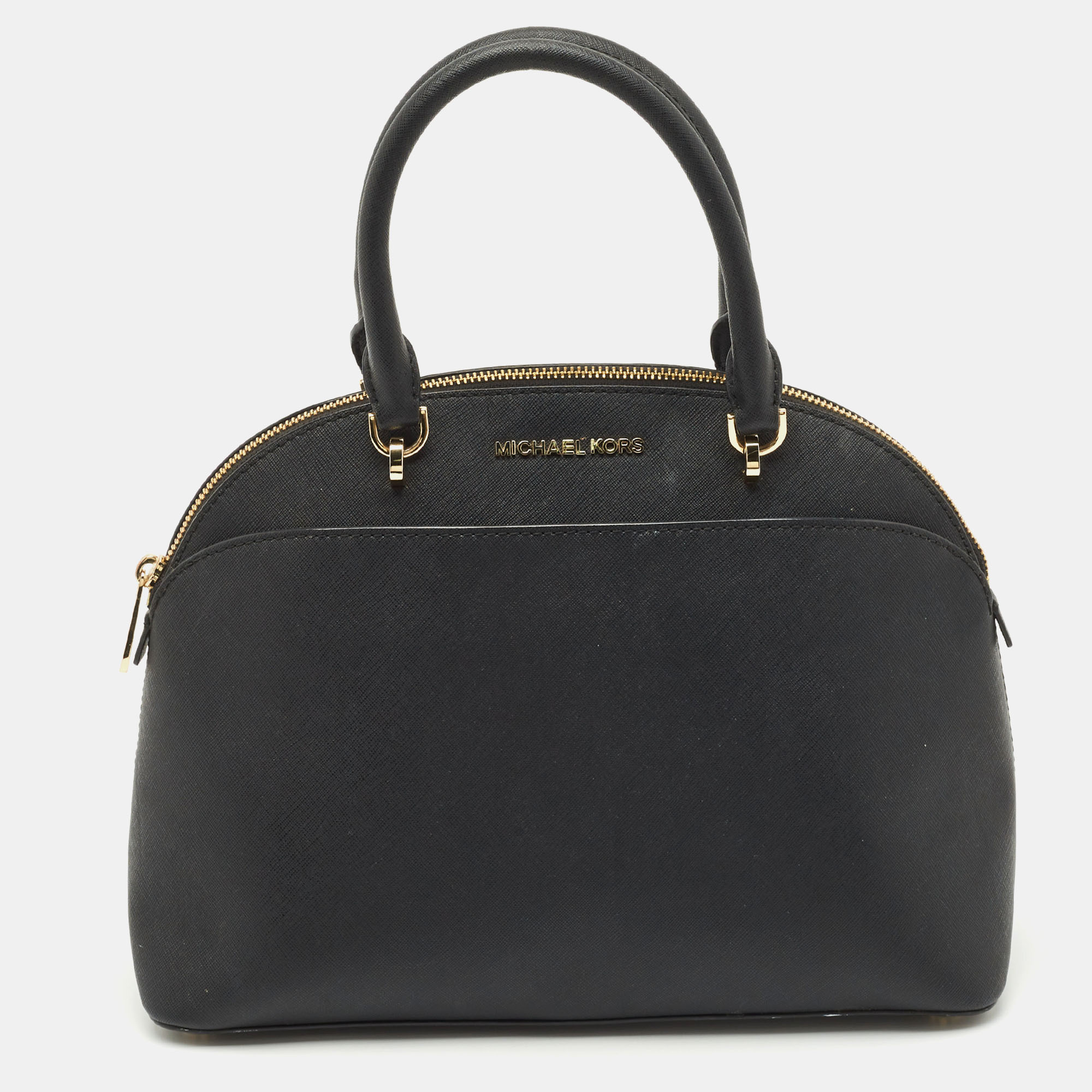 

MICHAEL Michael Kors Black Saffiano Leather  Emmy Dome Satchel