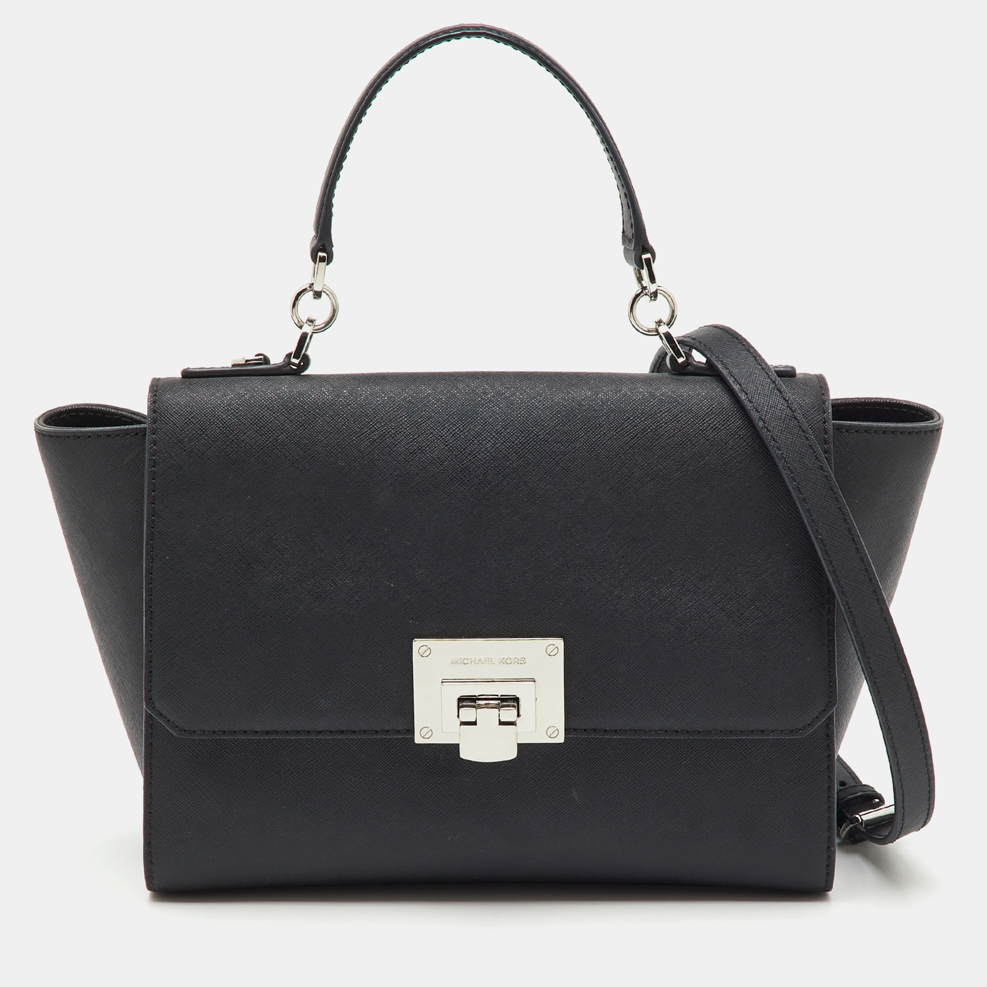 Pre-owned Michael Michael Kors Black Saffiano Leather Callie Top Handle Bag