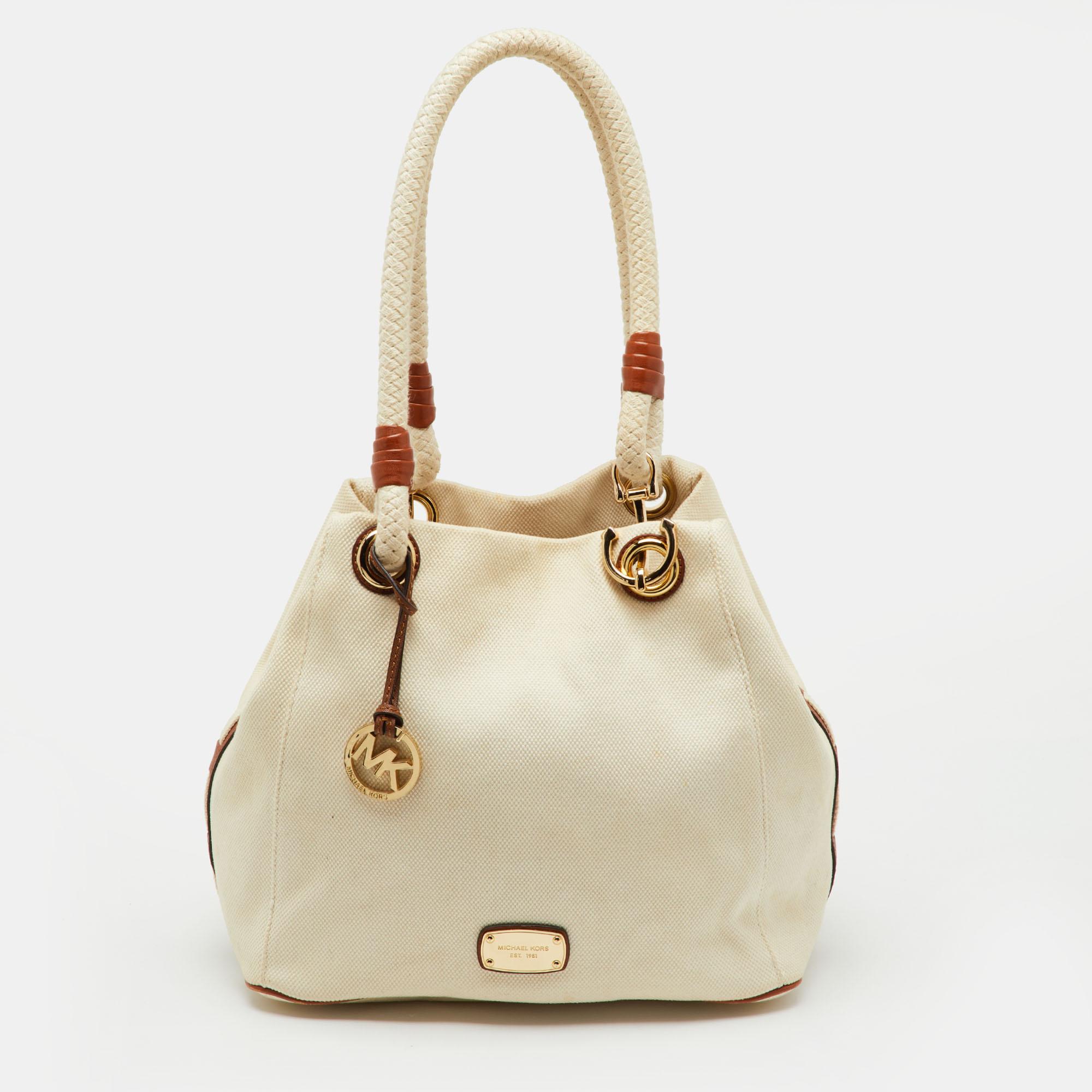 

MICHAEL Michael Kors Off White Canvas Marina Anchor Rope Tote