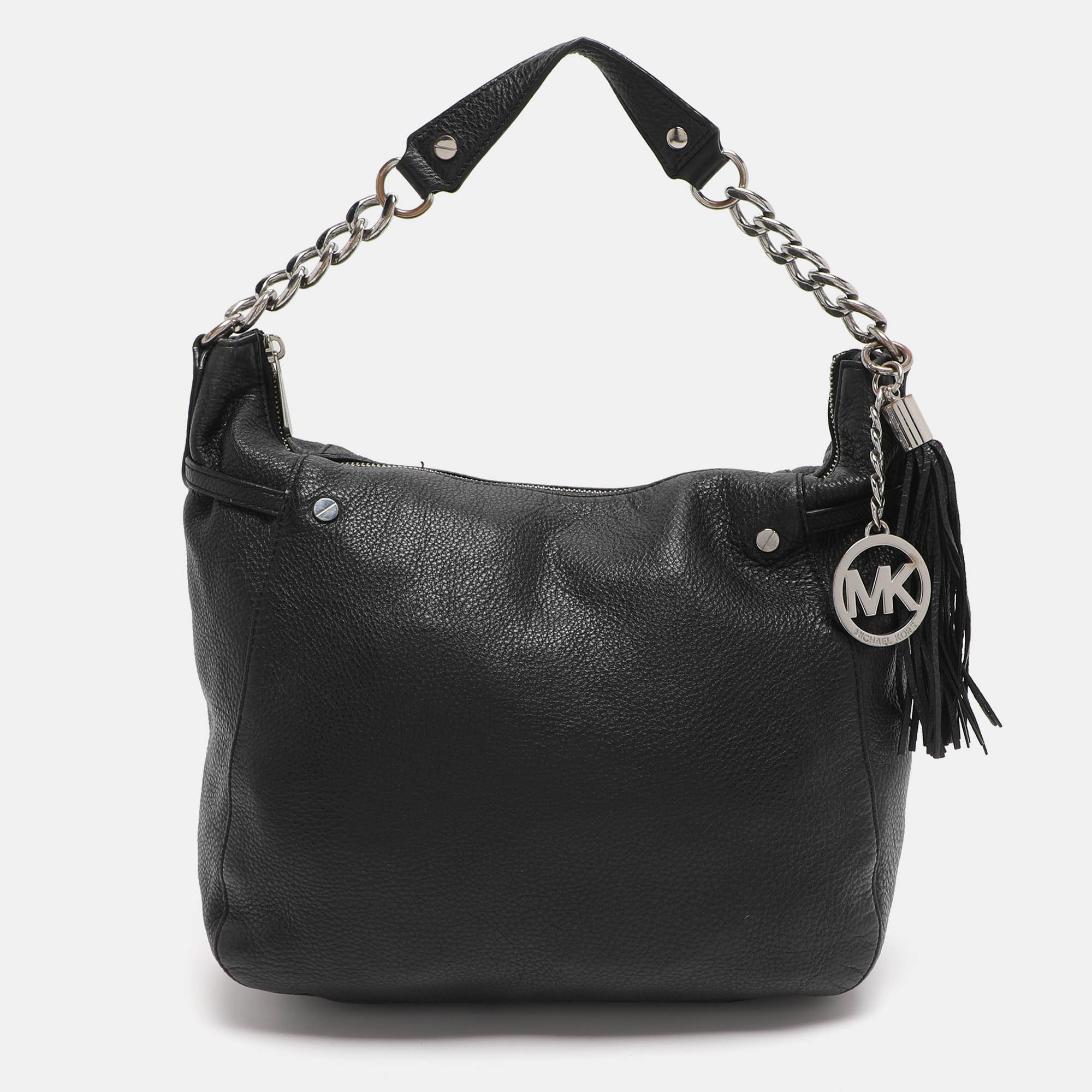 Pre-owned Michael Michael Kors Black Leather Hobo