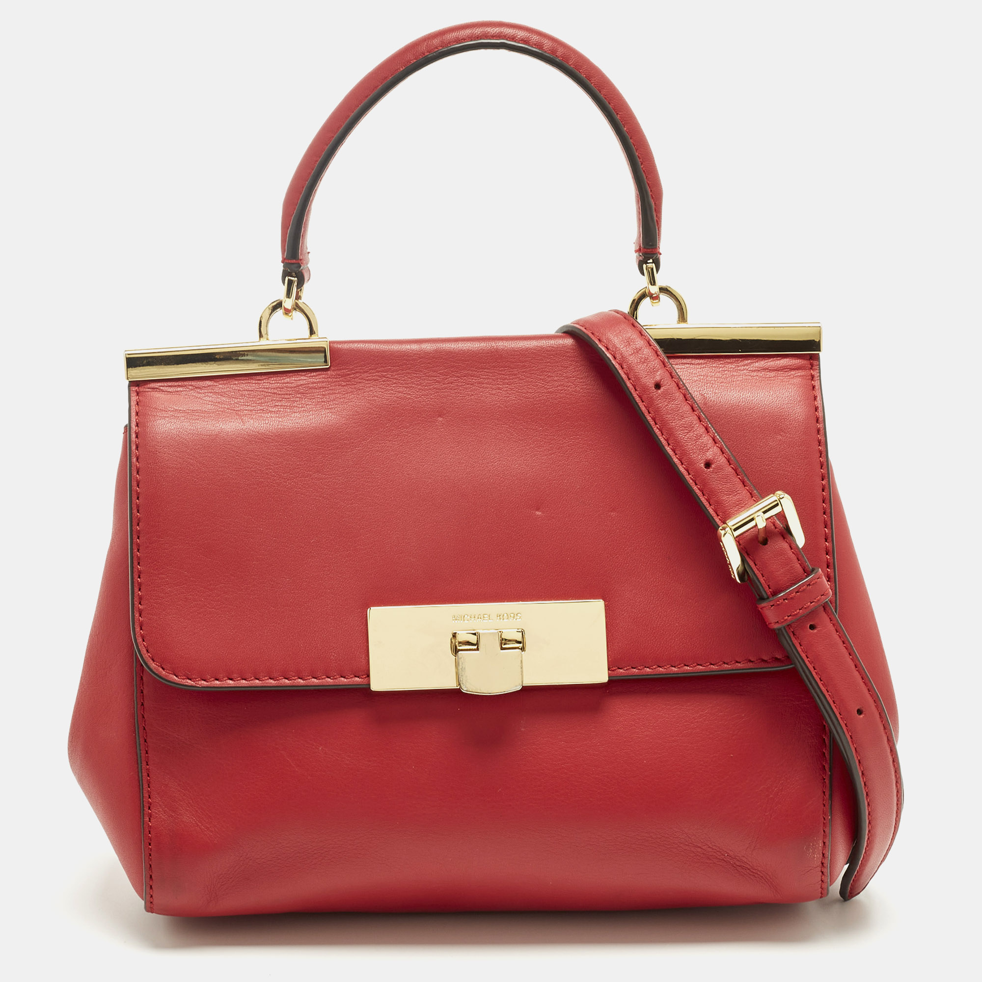

MICHAEL Michael Kors Marlow  Red Leather Top Handle Bag