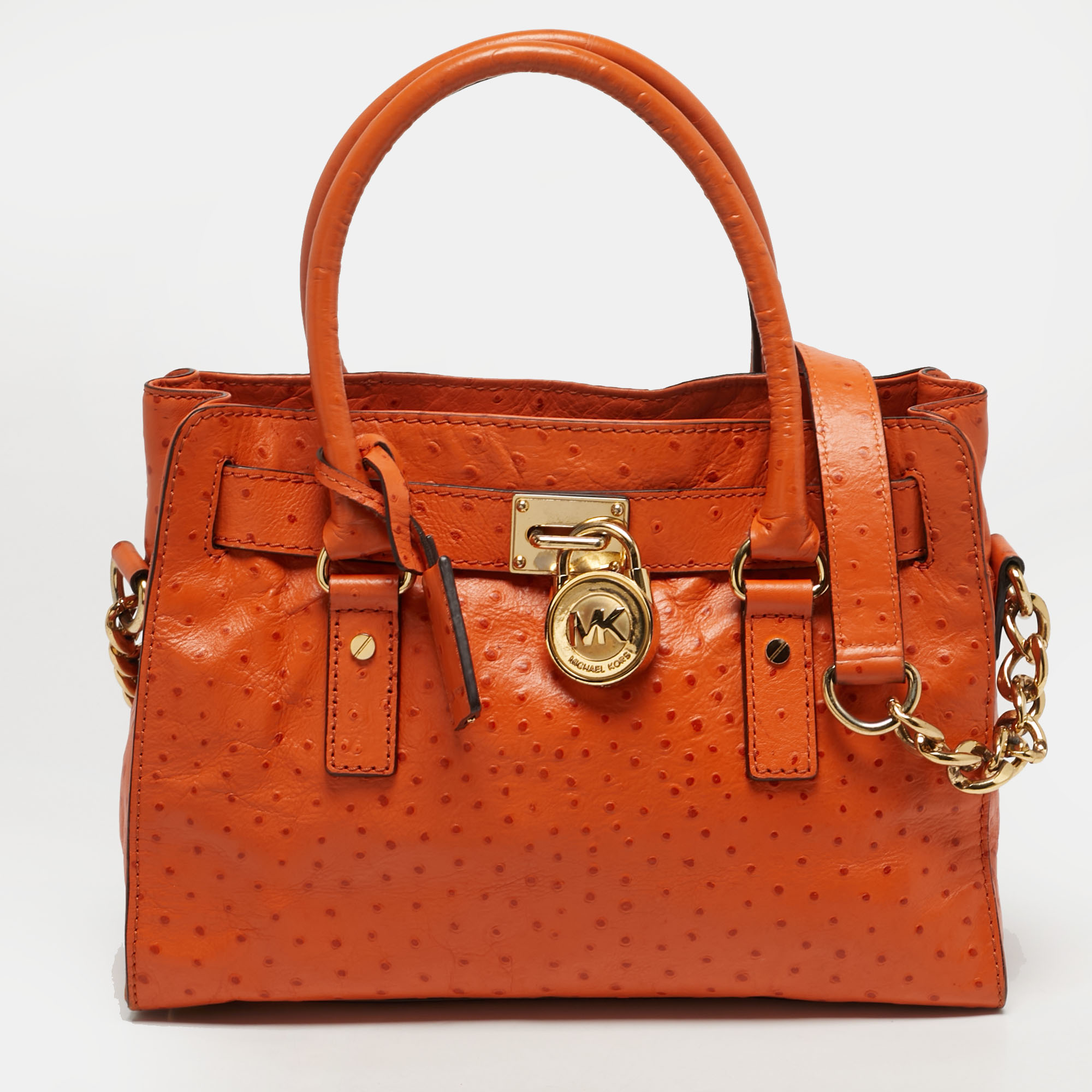 

MICHAEL Michael Kors Hamilton  Orange Ostrich Embossed Leather Tote