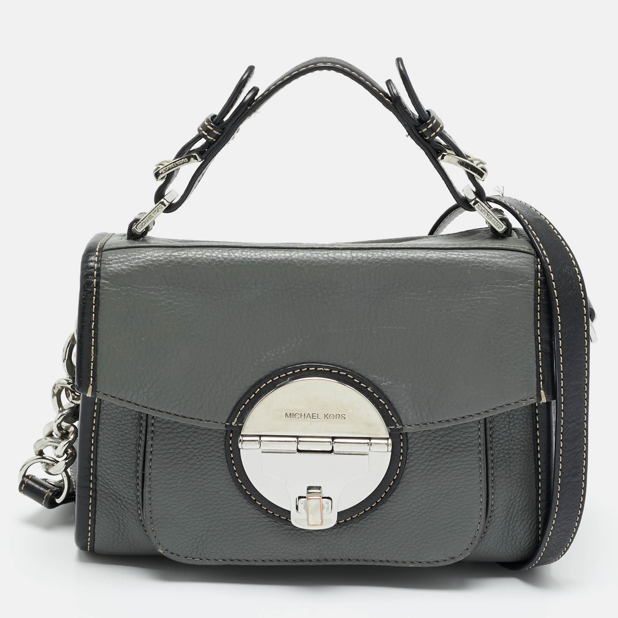 

MICHAEL Michael Kors Margot Grey/Black Leather Top Handle Bag