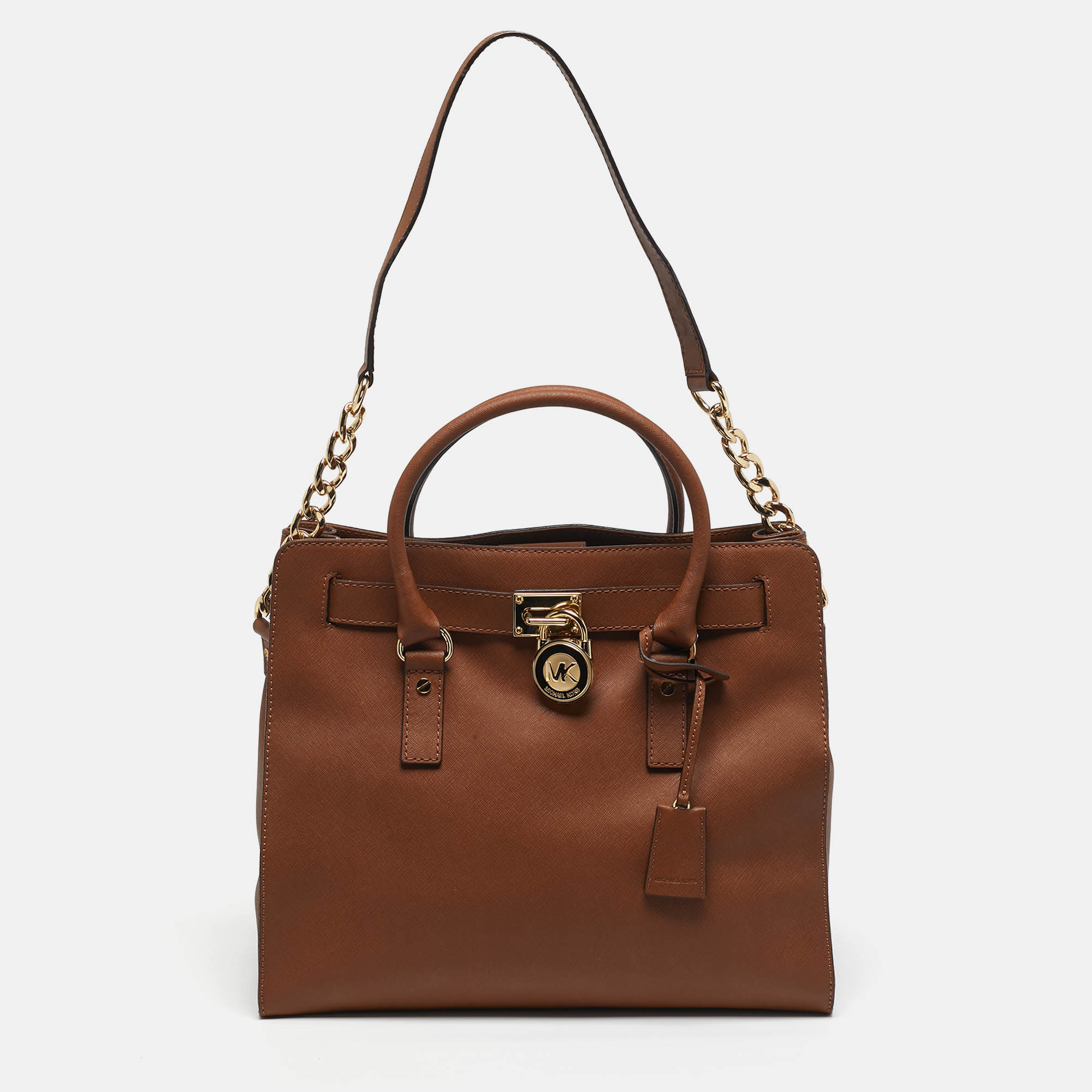 

MICHAEL Michael Kors Hamilton  Brown Saffiano Leather North South Tote