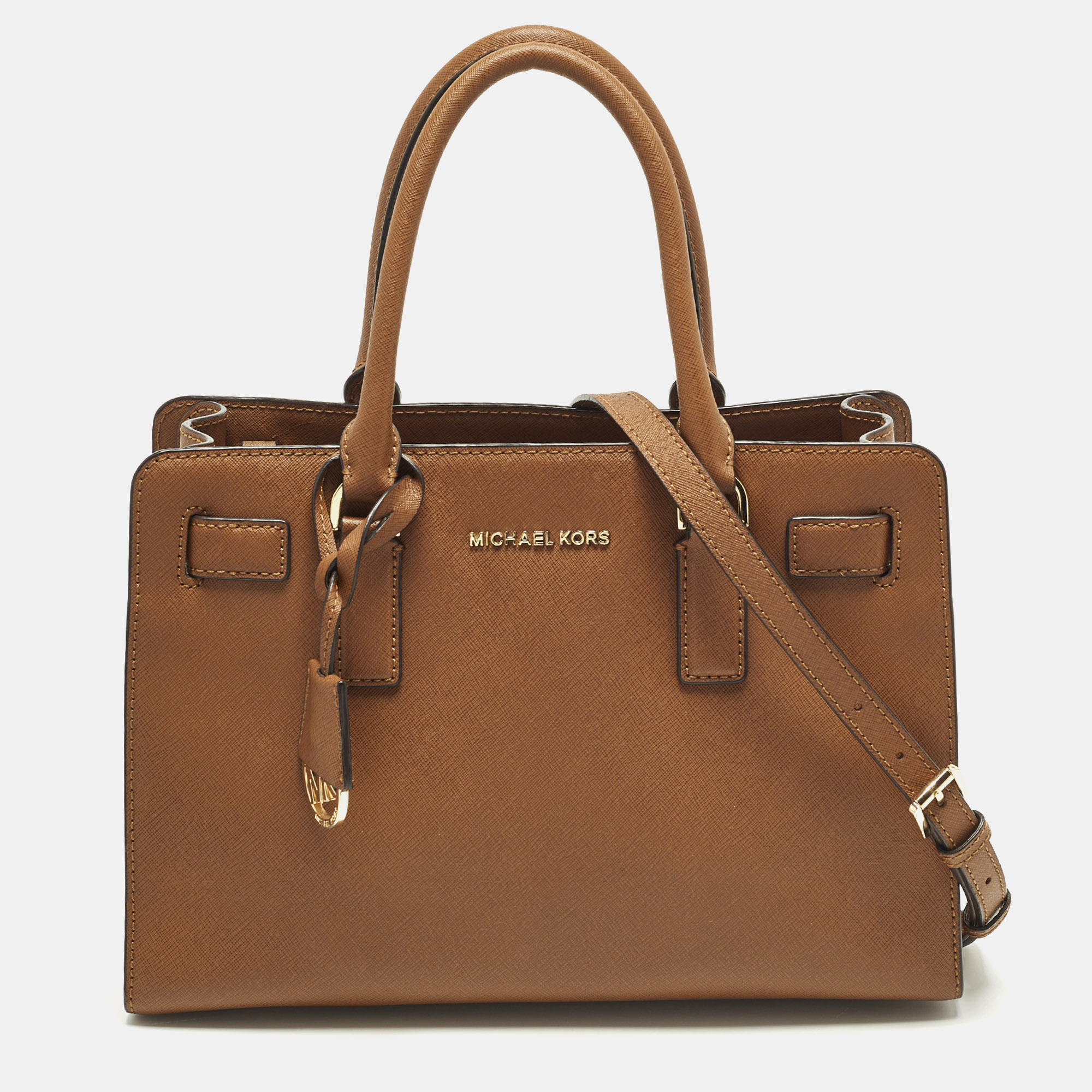 

MICHAEL Michael Kors East West Dillon  Brown Saffiano Leather Tote