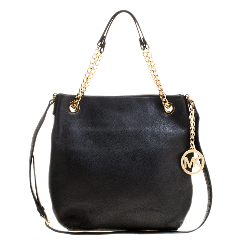 michael kors black leather shoulder bag