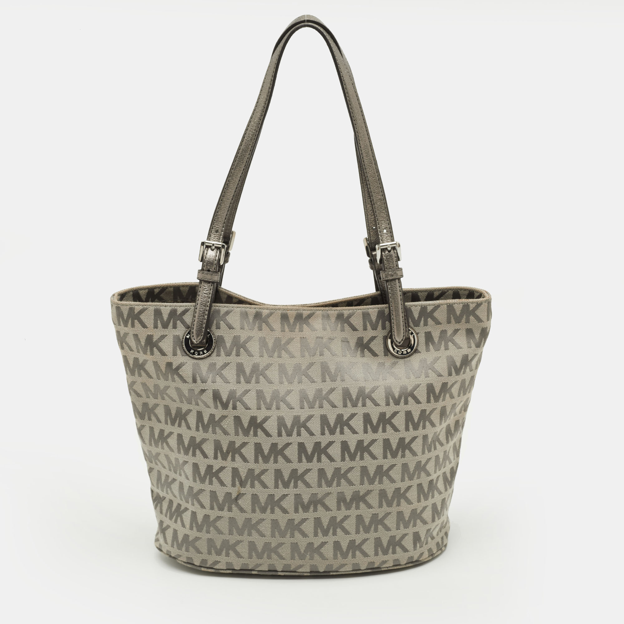 

MICHAEL Michael Kors Jet Set Grey Signature Canvas and Leather Tote
